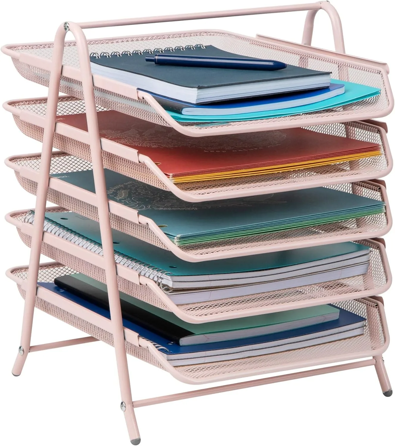 Mind Reader 5-Tier Paper Tray, Desktop Organizer, File Storage, Office, Metal Mesh, 11.75" L x 14" W x 14.5" H