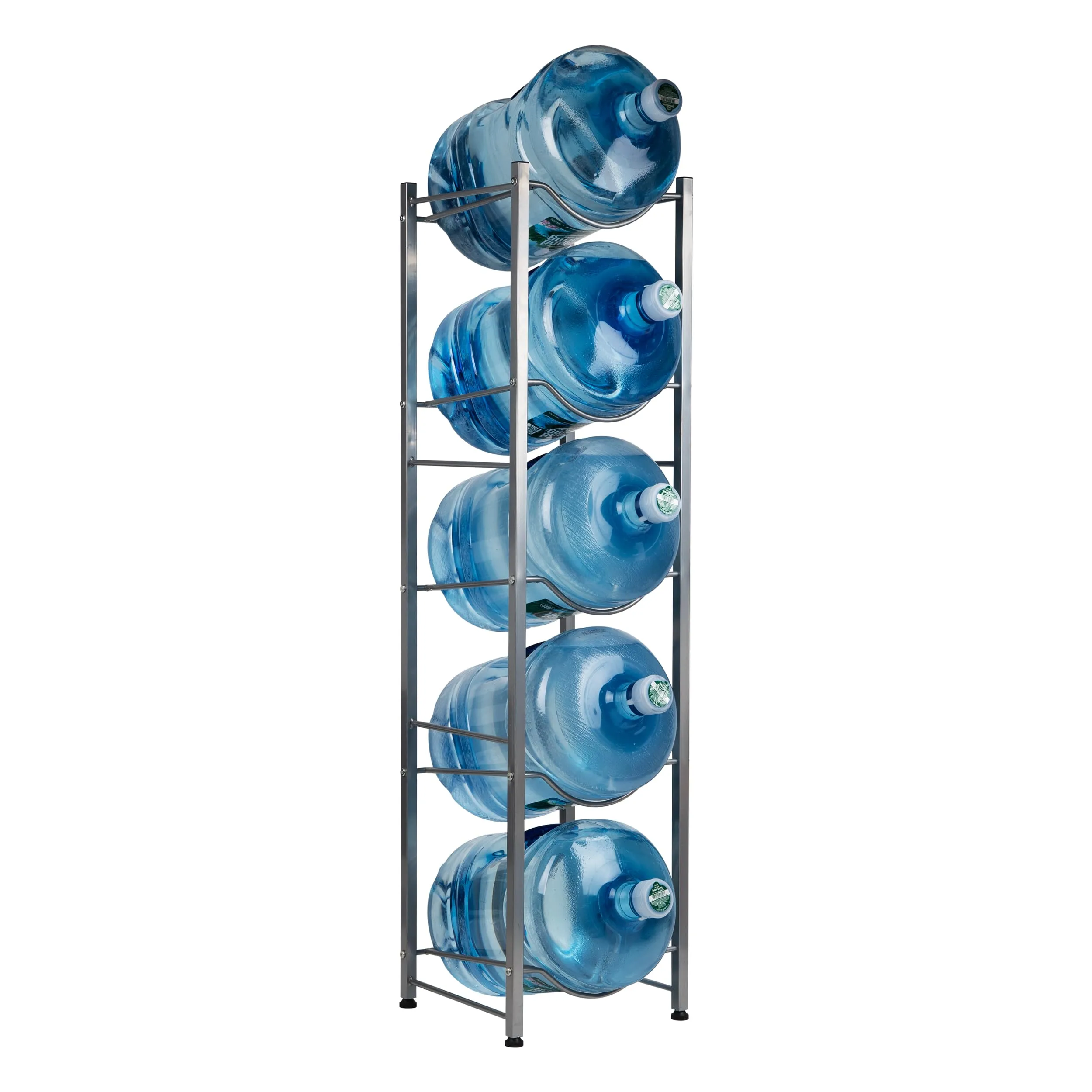 MIND READER 5 Gallon Water Jug Stand, Water Bottle Holder, Water Cooler Rack, Metal, Silver