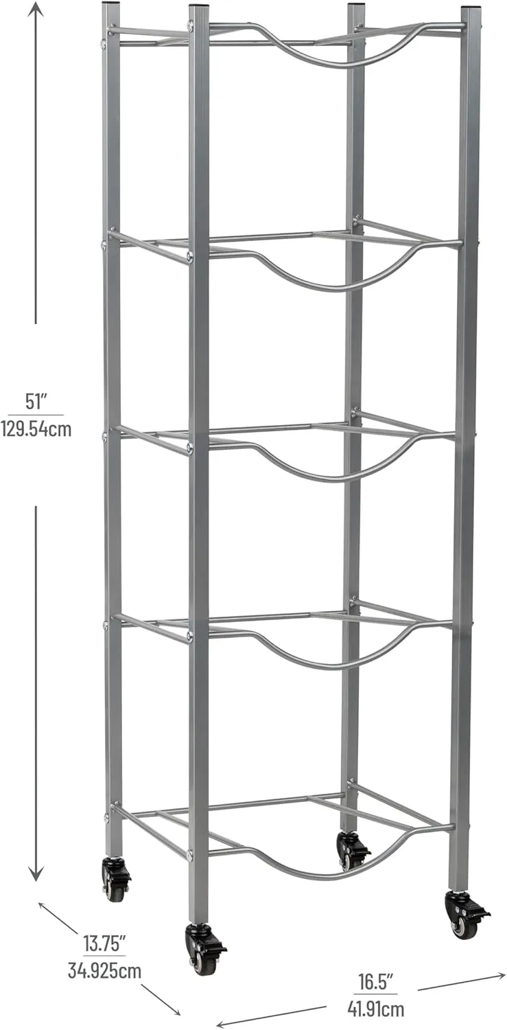MIND READER 5 Gallon Water Jug Stand, Water Bottle Holder, Water Cooler Rack, Metal, Silver