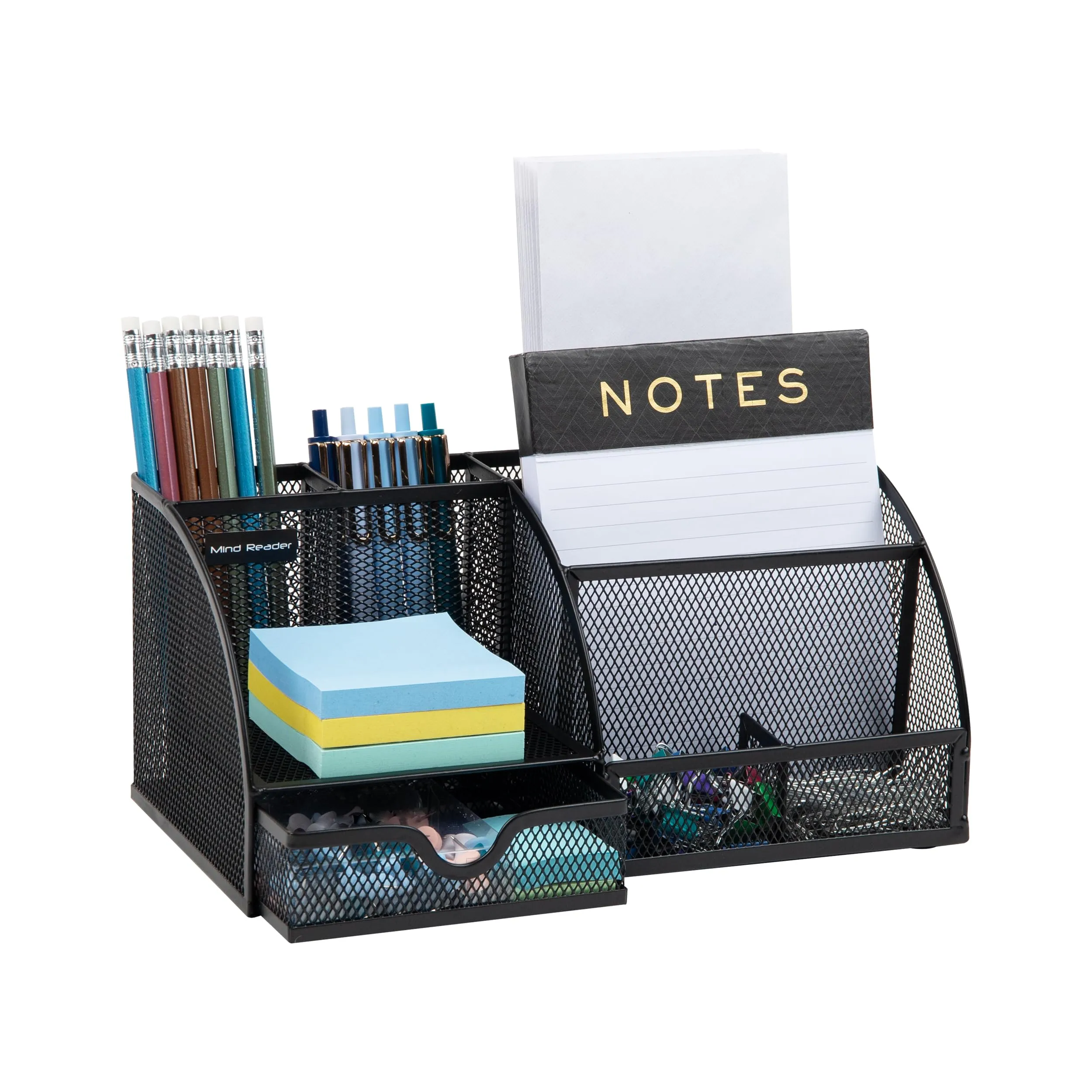 Mind Reader Desktop Organizer, Metal Mesh 7-Compartment
