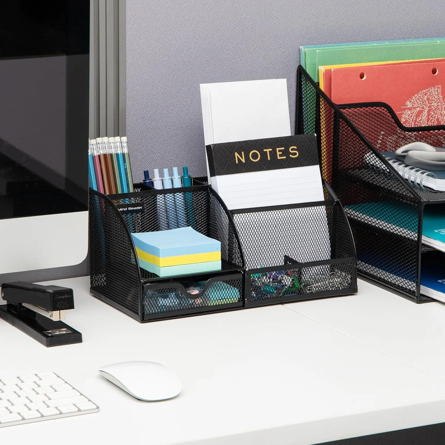 Mind Reader Desktop Organizer, Metal Mesh 7-Compartment