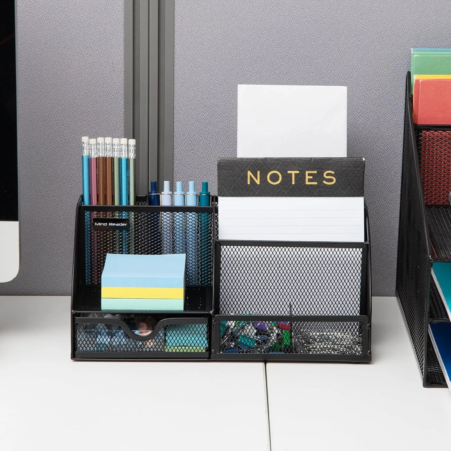 Mind Reader Desktop Organizer, Metal Mesh 7-Compartment