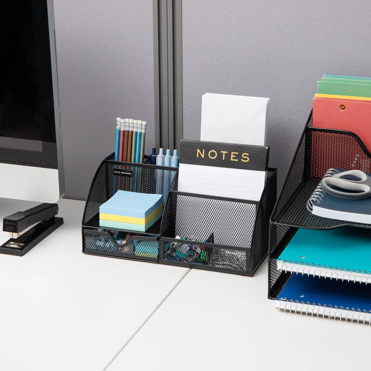 Mind Reader Desktop Organizer, Metal Mesh 7-Compartment