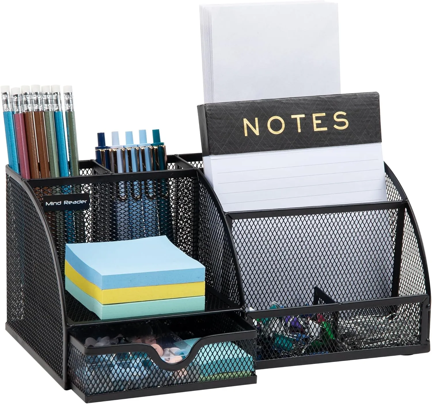 Mind Reader Desktop Organizer, Metal Mesh 7-Compartment
