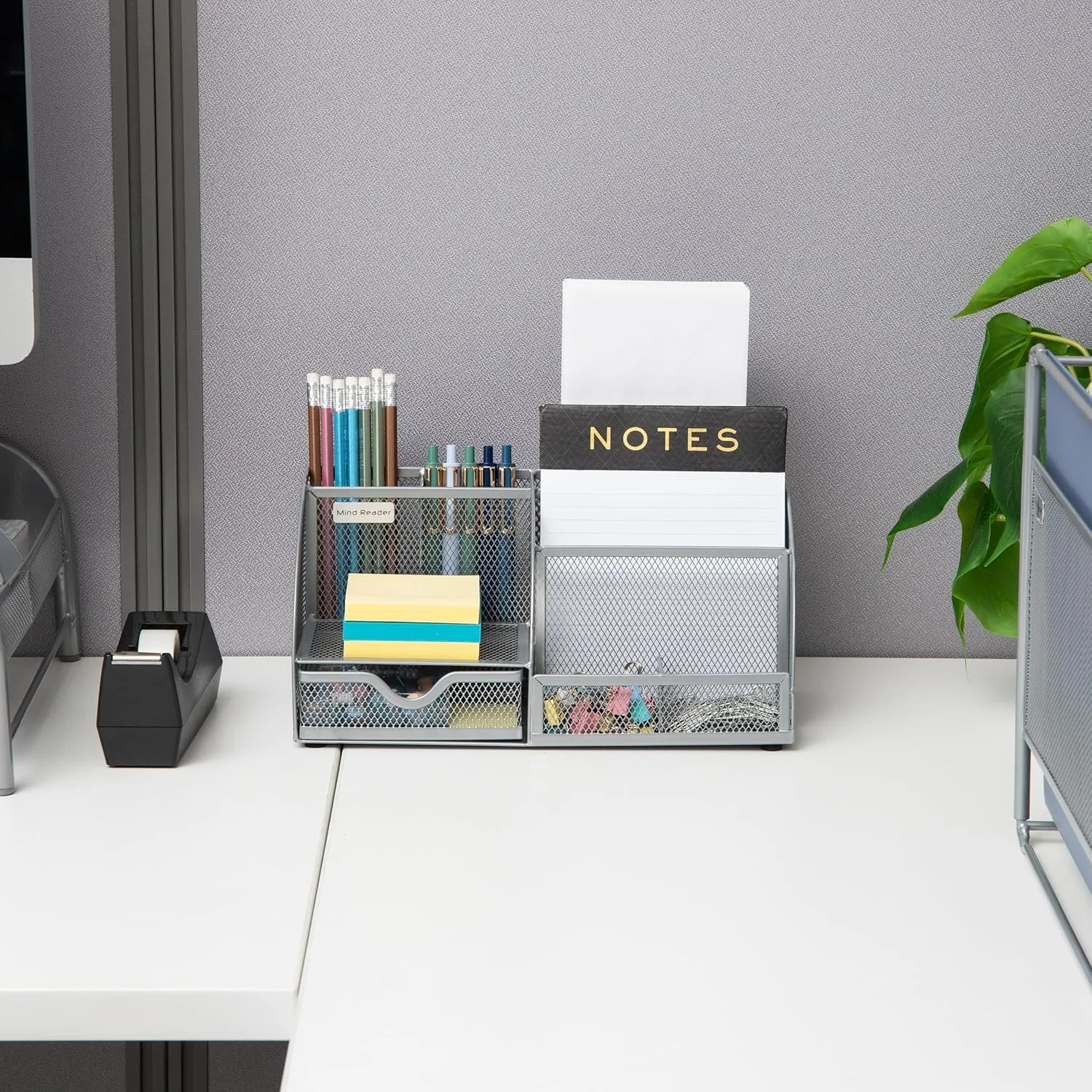 Mind Reader Desktop Organizer, Metal Mesh 7-Compartment