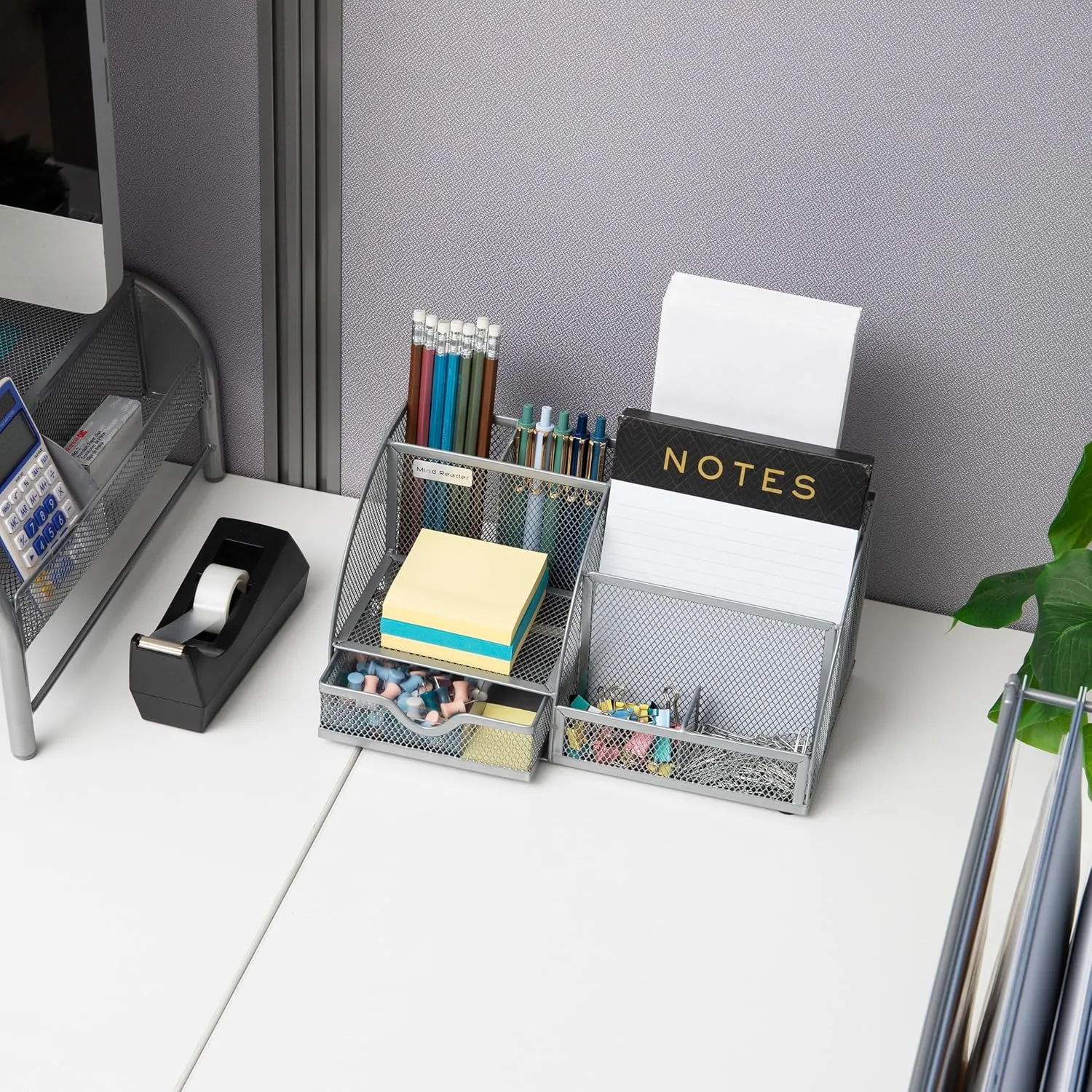 Mind Reader Desktop Organizer, Metal Mesh 7-Compartment