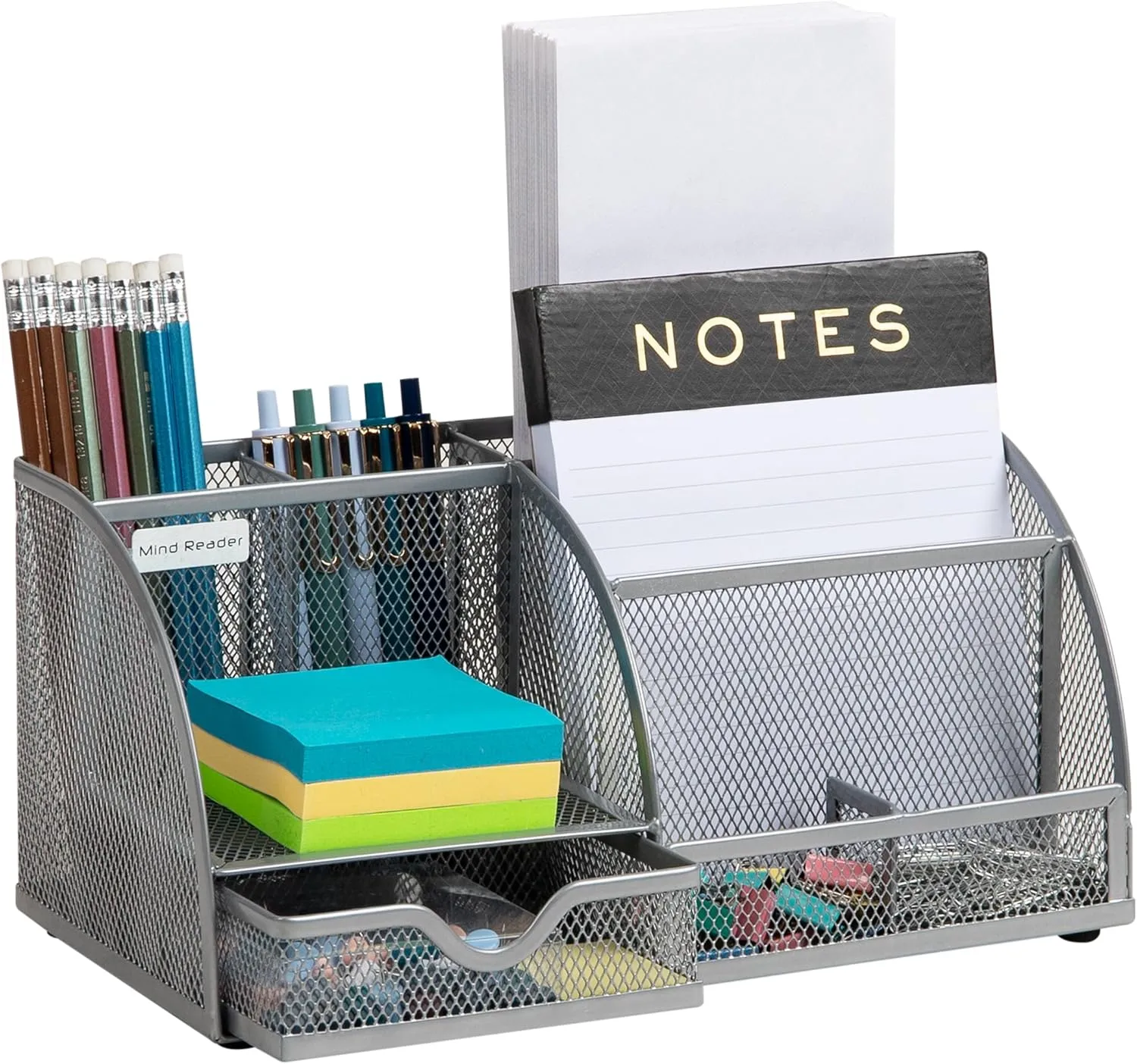 Mind Reader Desktop Organizer, Metal Mesh 7-Compartment