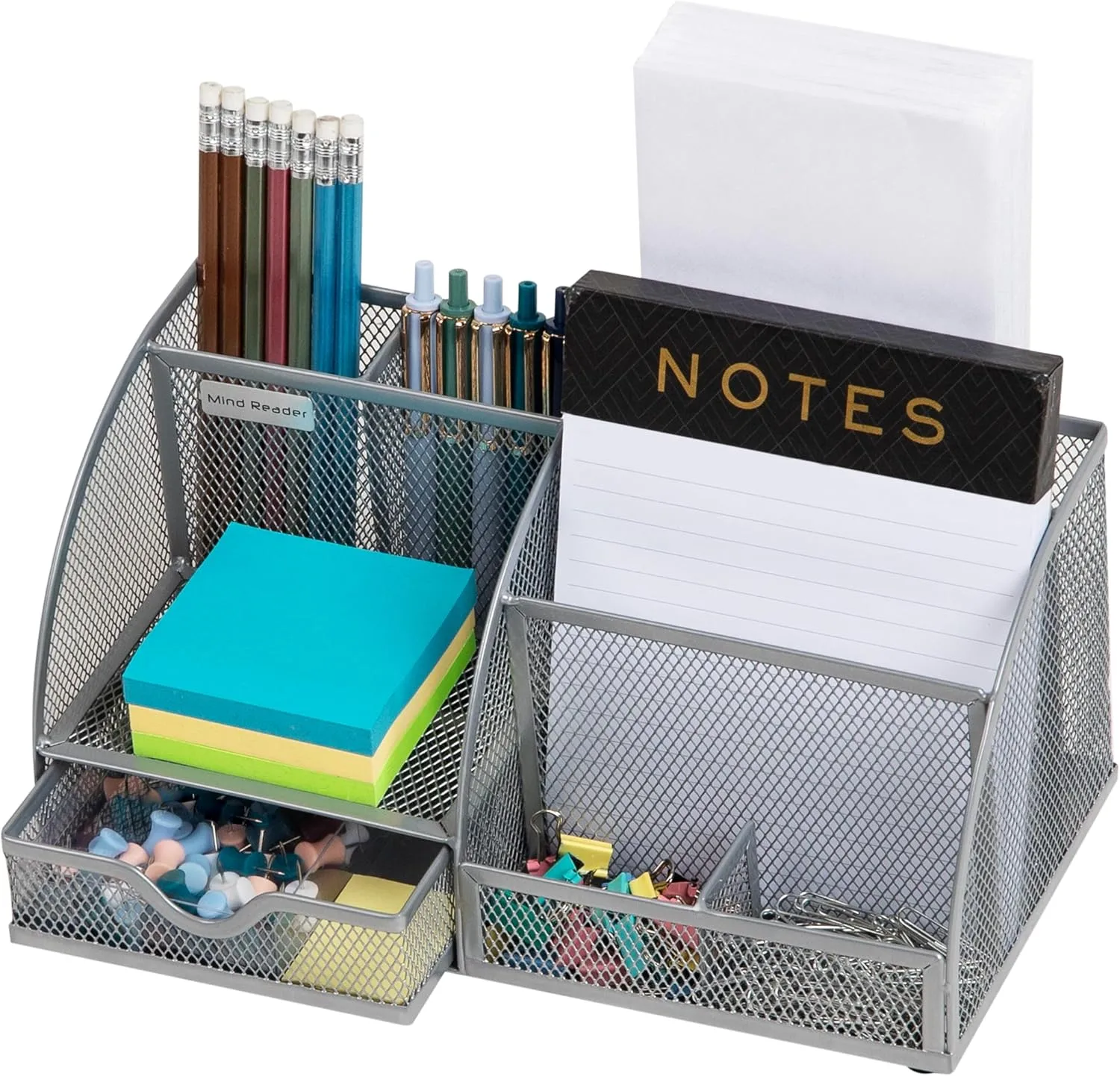 Mind Reader Desktop Organizer, Metal Mesh 7-Compartment