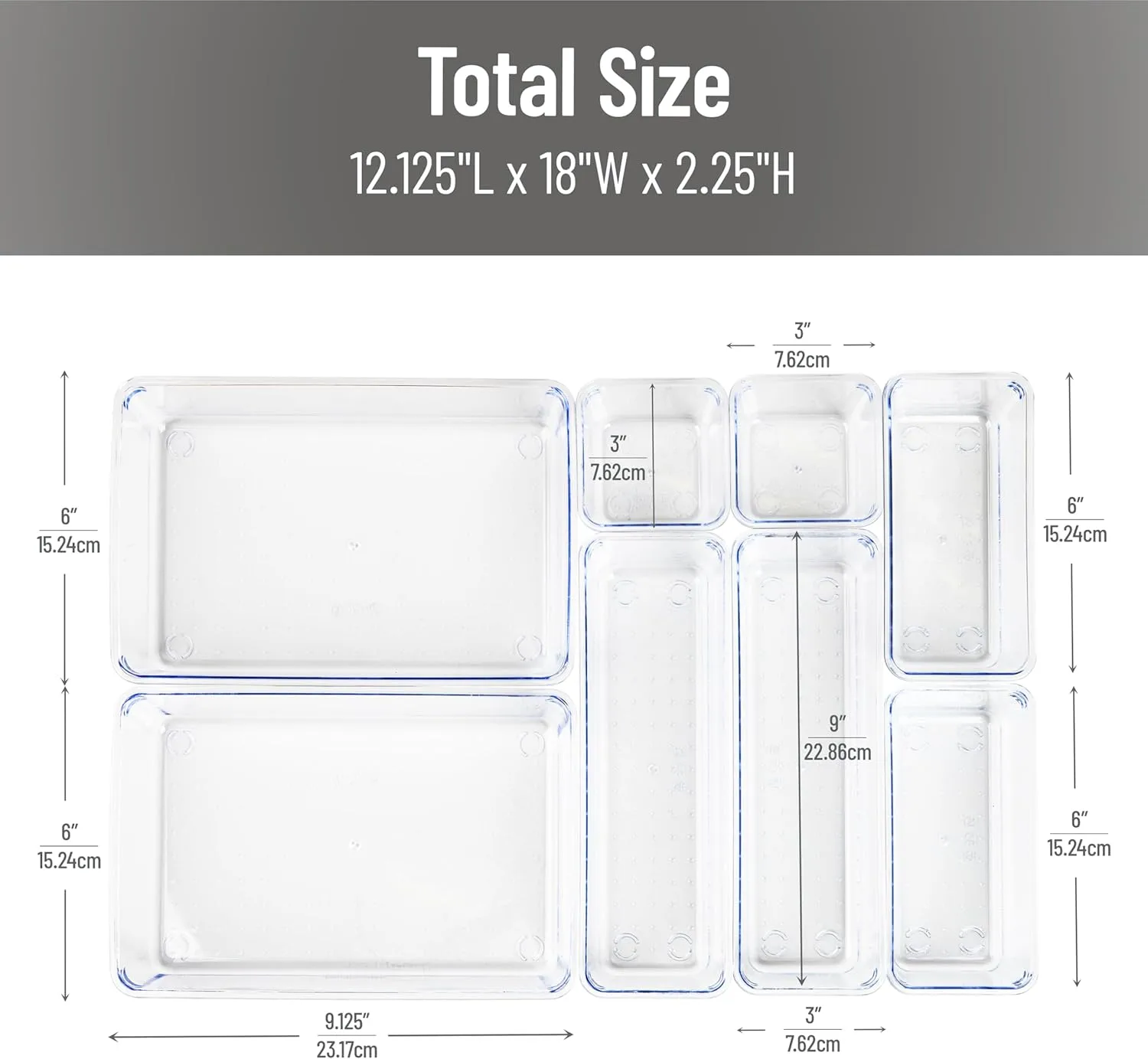 MIND READER Drawer Organizer Set, Multi-Piece Storage Trays for Kitchen, Bathroom, Office & More