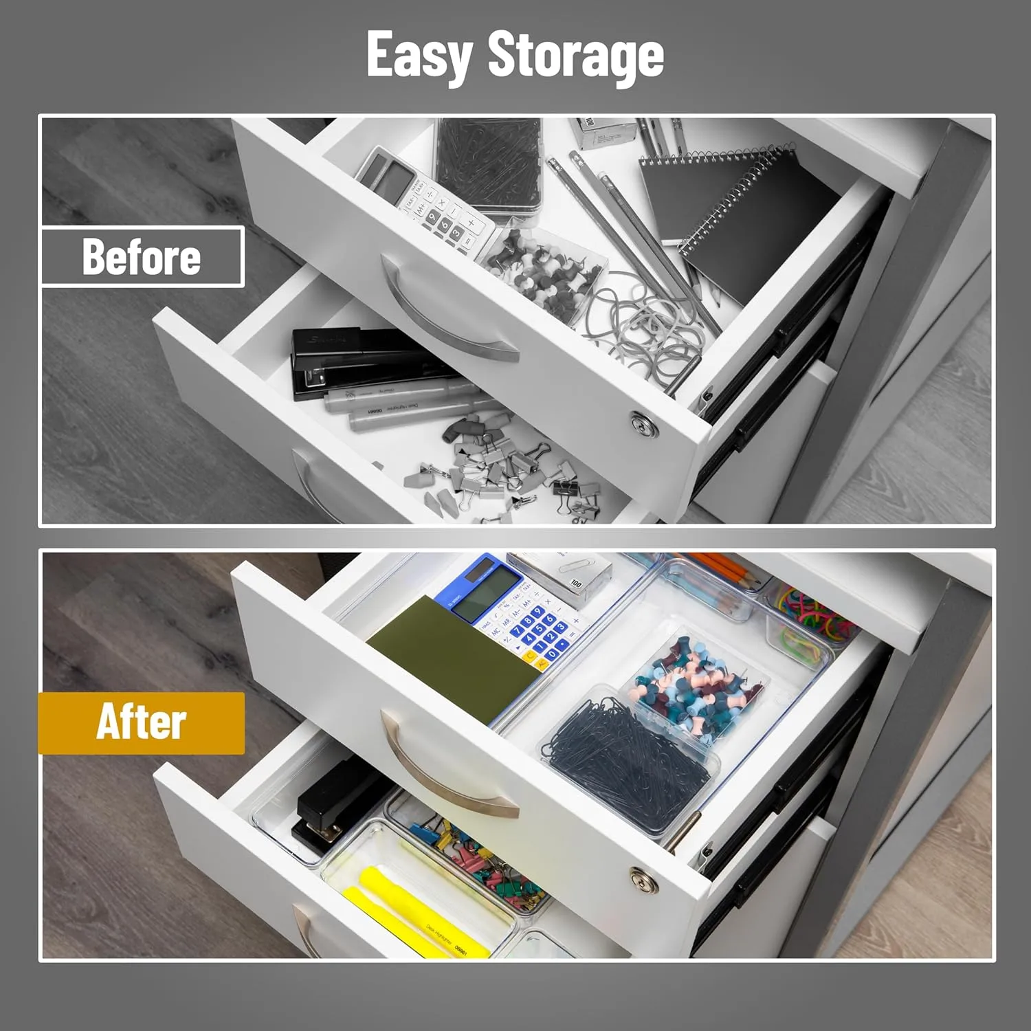 MIND READER Drawer Organizer Set, Multi-Piece Storage Trays for Kitchen, Bathroom, Office & More