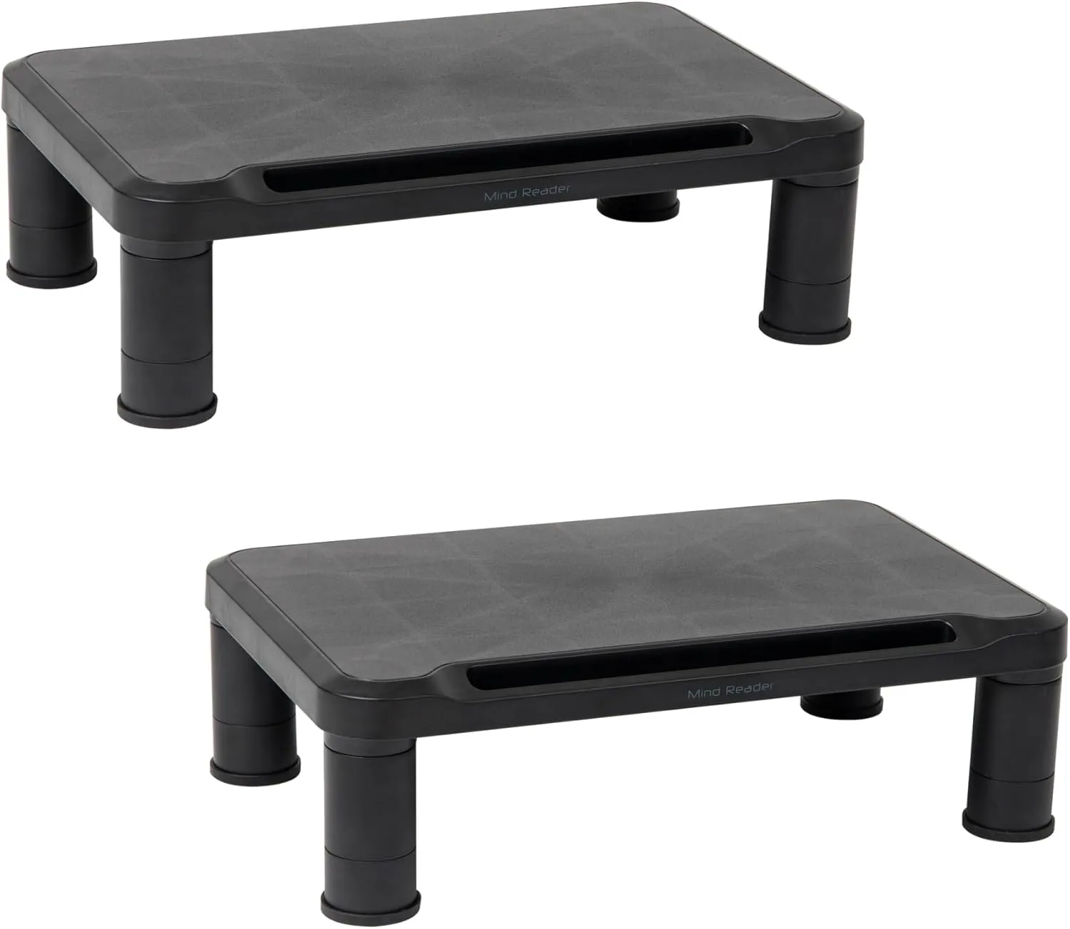 Mind Reader Monitor Stand, Height Adjustable, Laptop, Computer, Riser, Office, 15"L x 9.5"W x 4.25"H, Set of 2
