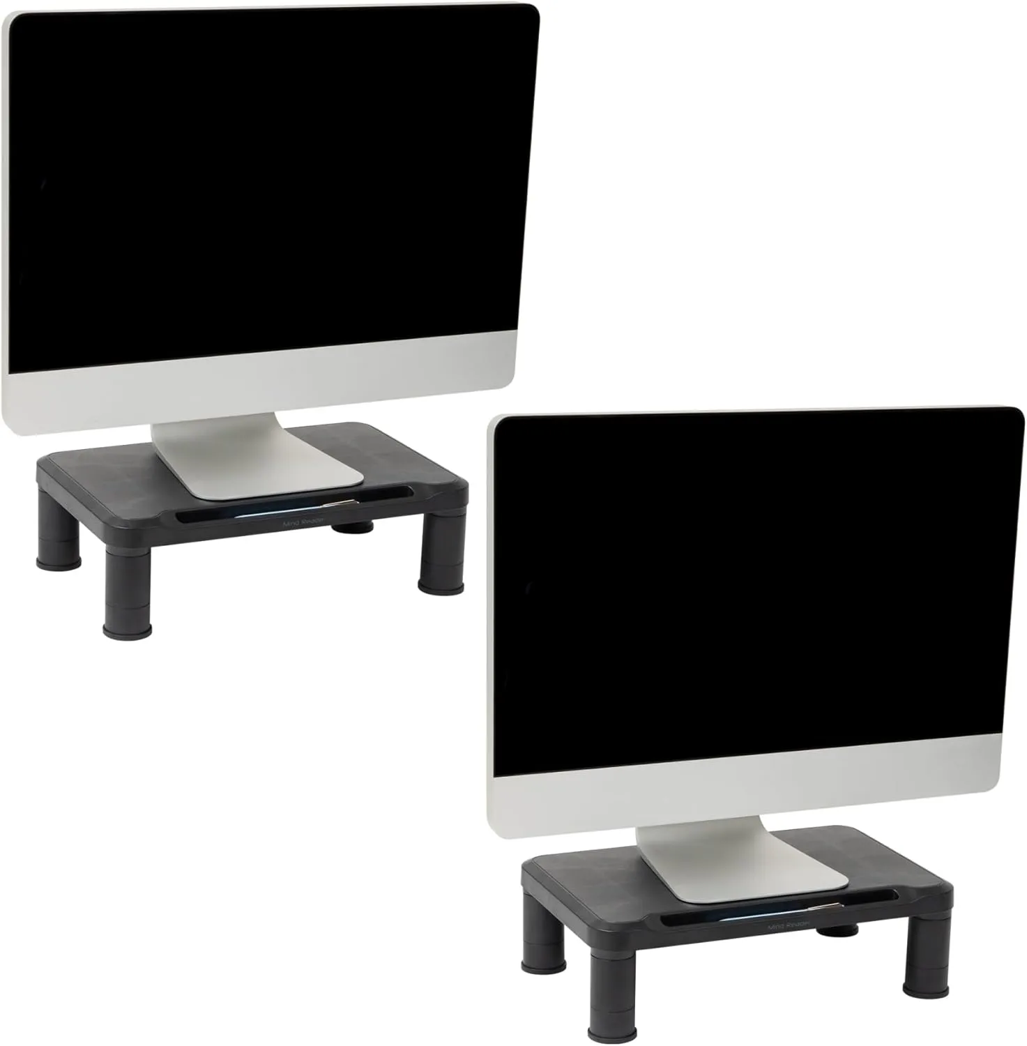 Mind Reader Monitor Stand, Height Adjustable, Laptop, Computer, Riser, Office, 15"L x 9.5"W x 4.25"H, Set of 2