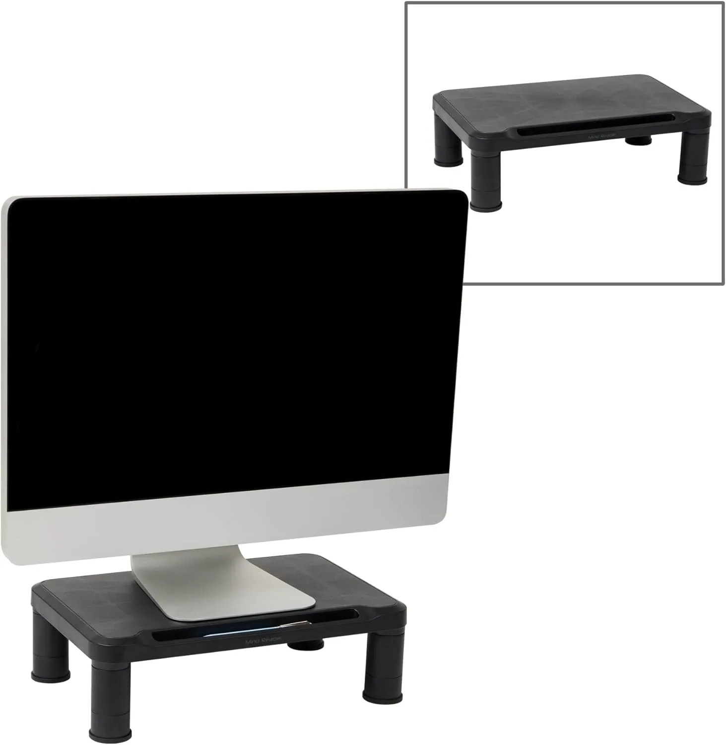 Mind Reader Monitor Stand, Height Adjustable, Laptop, Computer, Riser, Office, 15"L x 9.5"W x 4.25"H, Set of 2