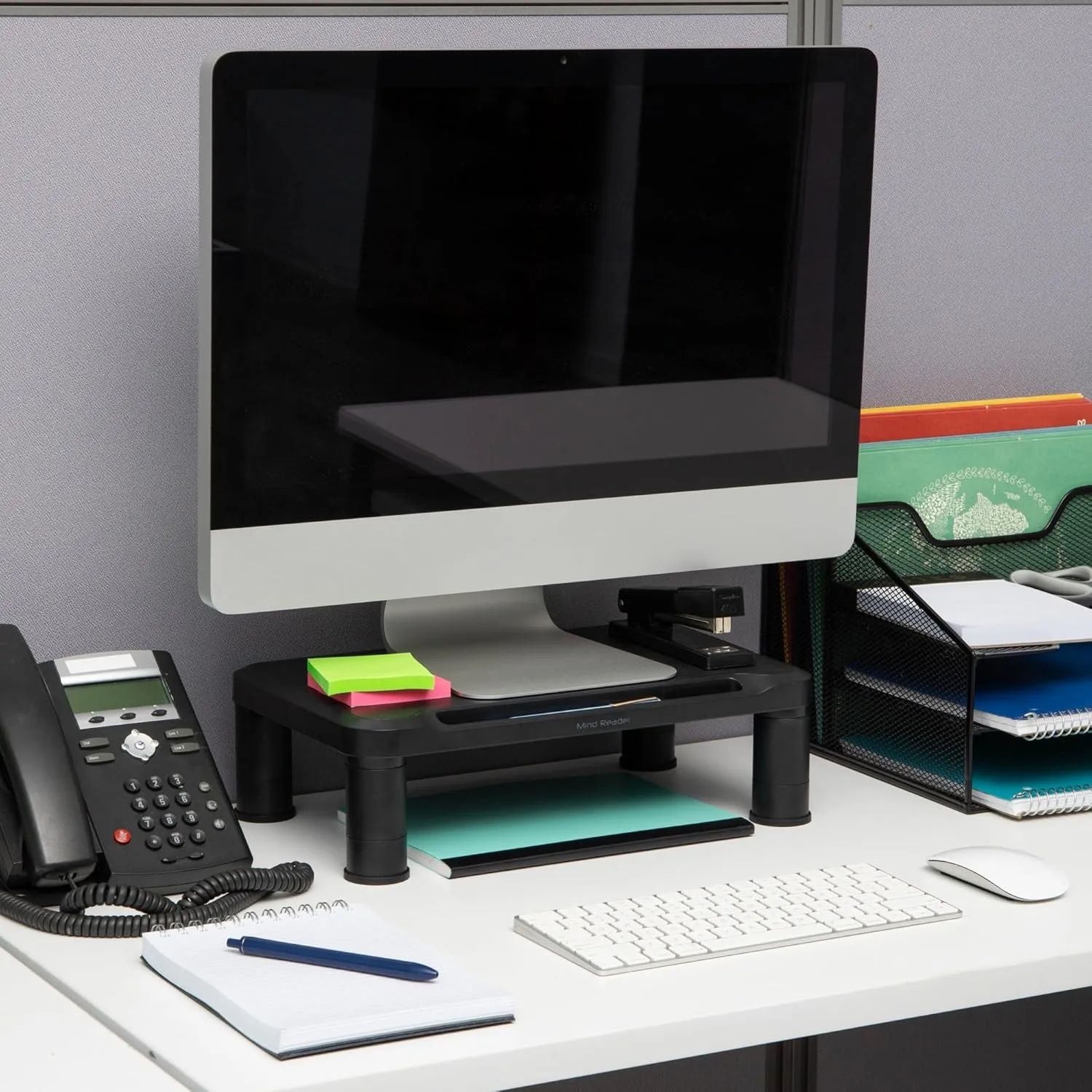Mind Reader Monitor Stand, Height Adjustable, Laptop, Computer, Riser, Office, 15"L x 9.5"W x 4.25"H, Set of 2