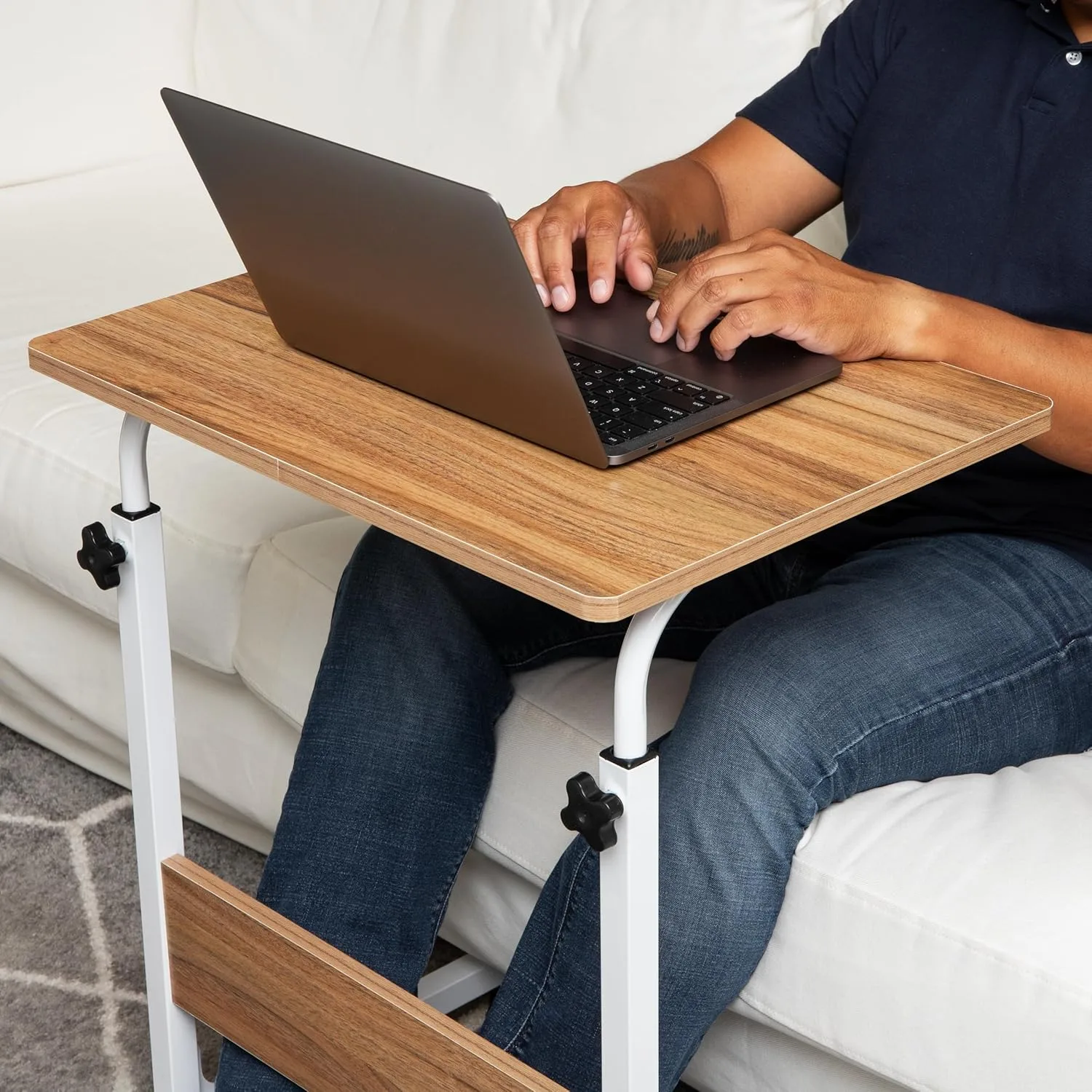 Mind Reader Standing Desk, Adjustable Height, Laptop Workstation, 33"H x 15.75"W x 21.75"L, MDF, Brown