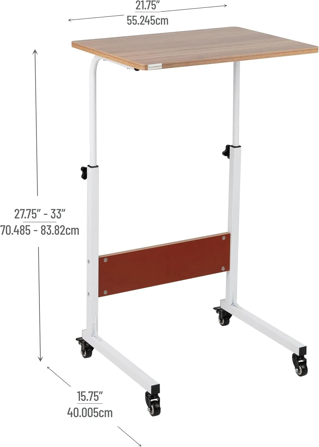 Mind Reader Standing Desk, Adjustable Height, Laptop Workstation, 33"H x 15.75"W x 21.75"L, MDF, Brown