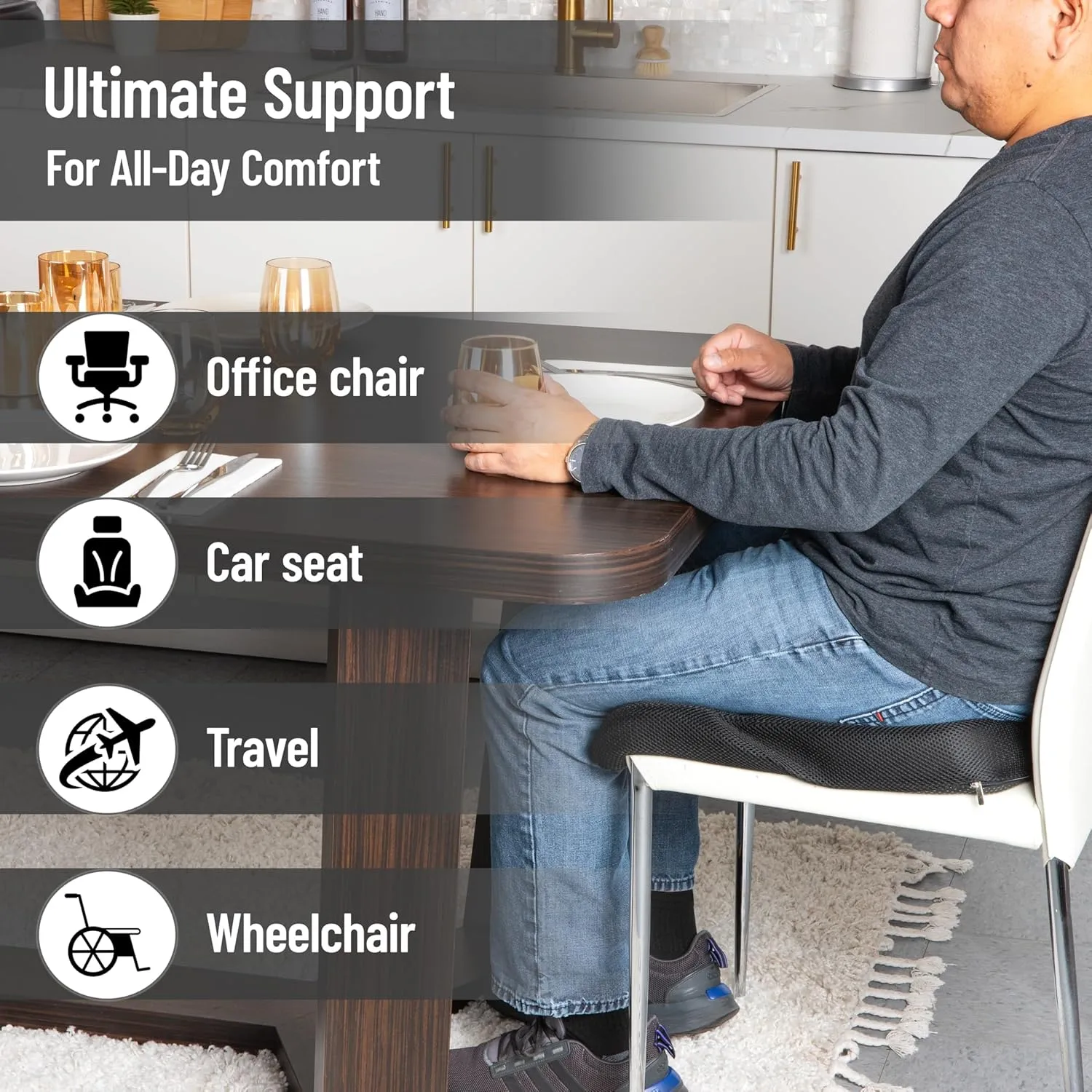 Mind Reader Air-Cloud Memory Foam Seat Cushion