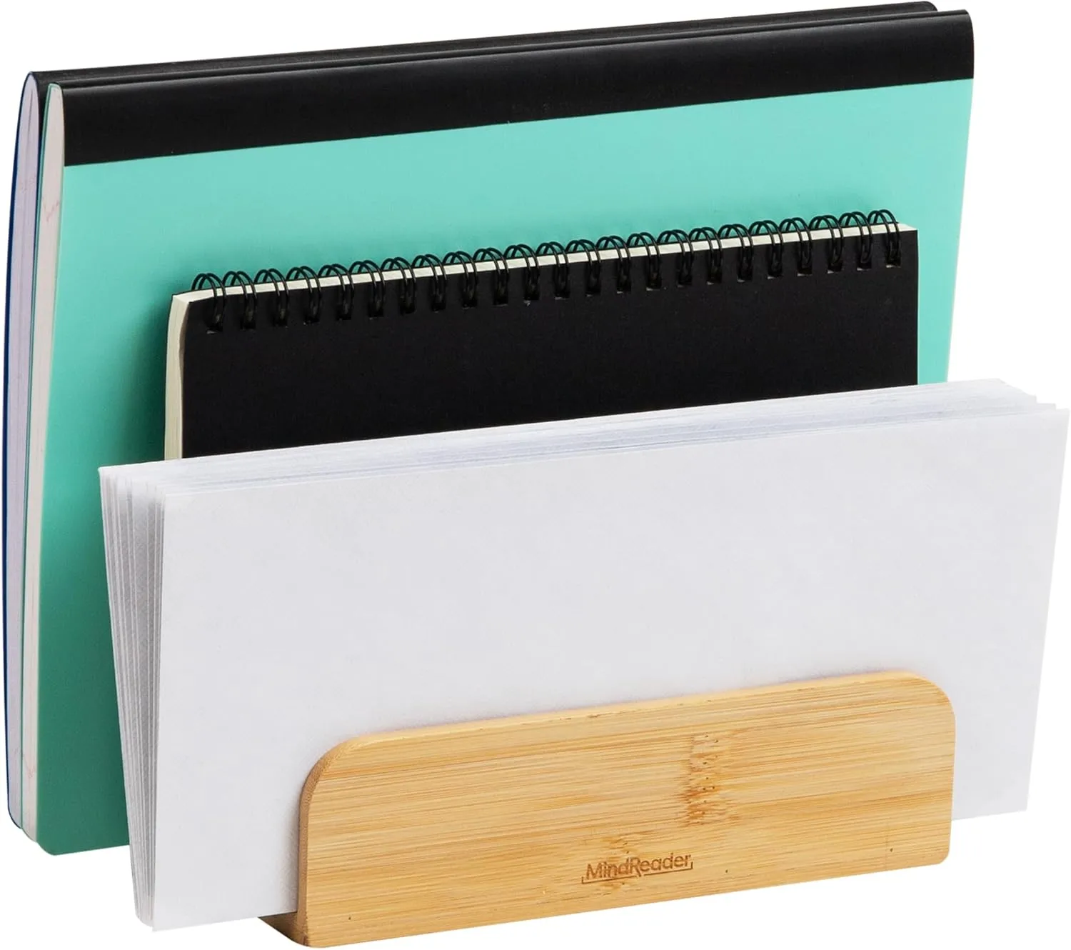 MIND READER Bamboo Desktop Organizer Office Storage