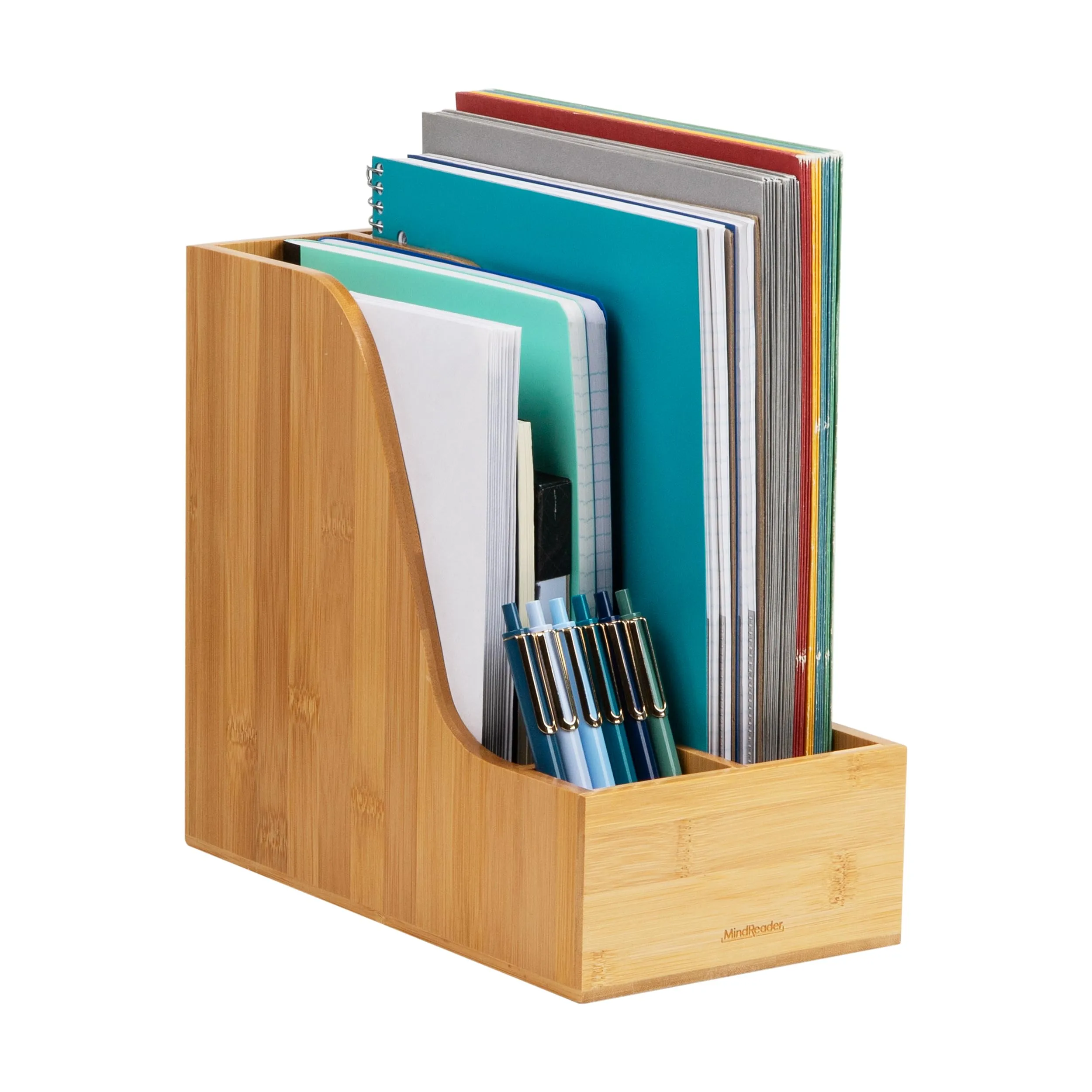 MIND READER Bamboo Desktop Organizer Office Storage