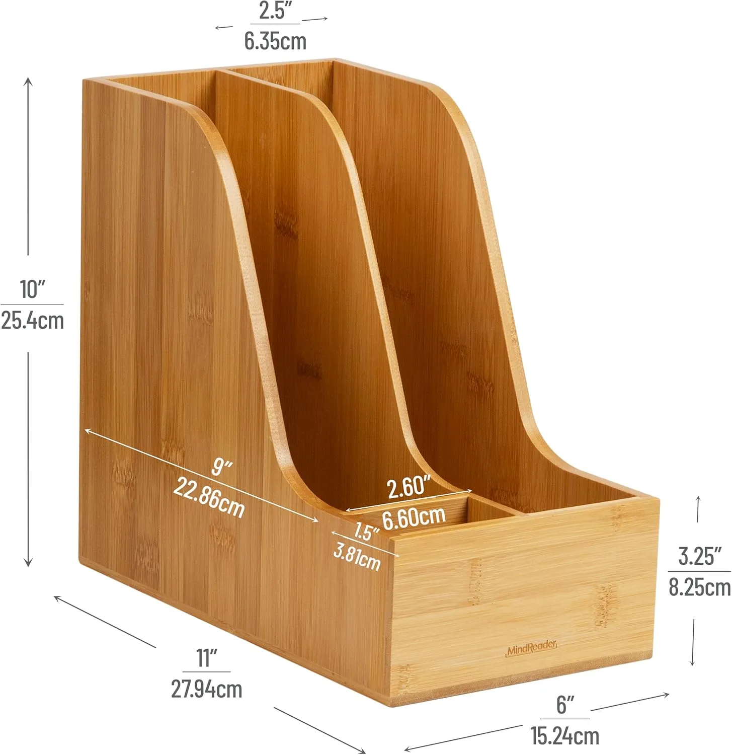 MIND READER Bamboo Desktop Organizer Office Storage