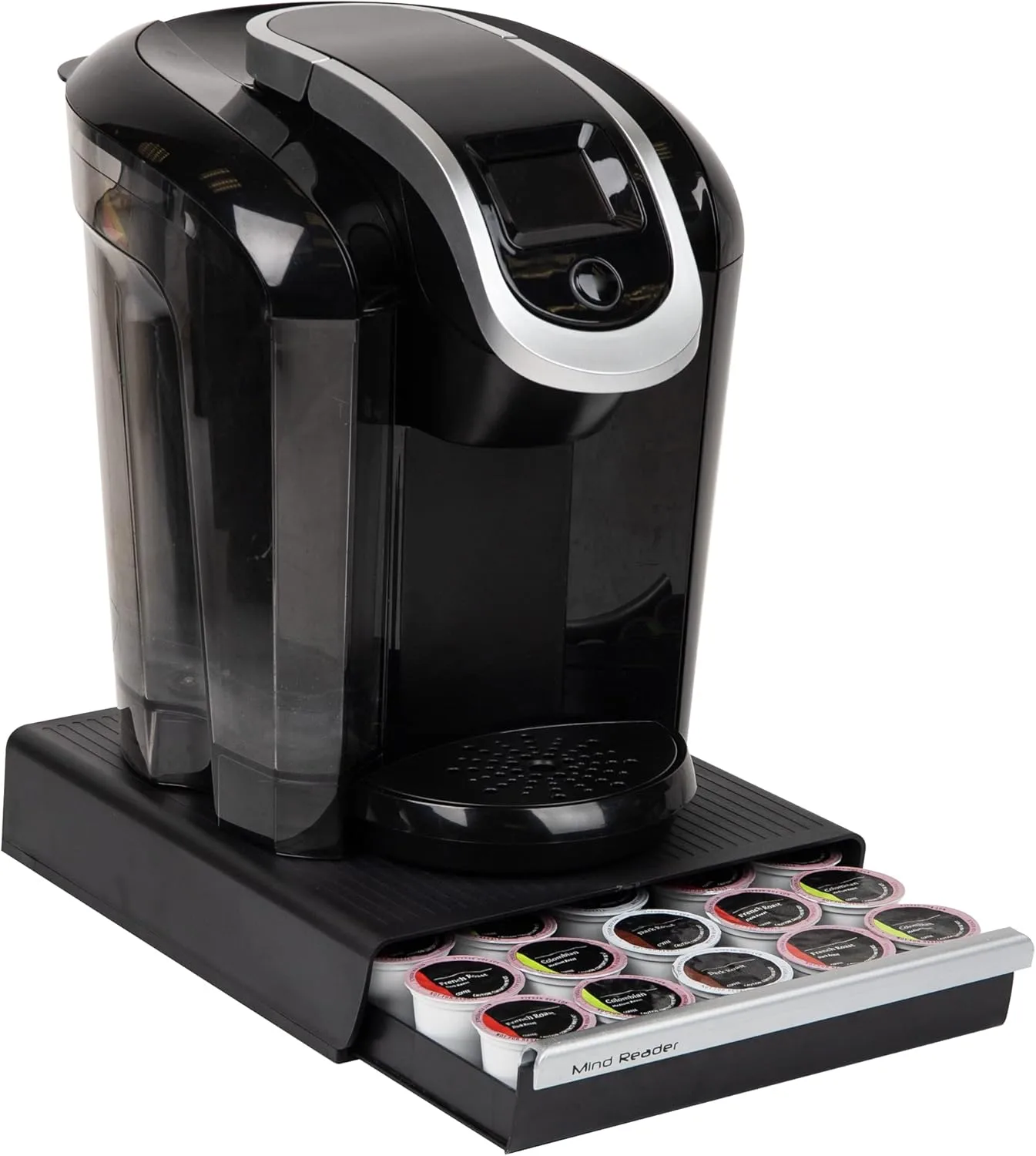 Mind Reader Single Serve Coffee Pod Drawer, 30 Pod Capacity, Countertop Organizer, 10.5"L x 12.75"W x 2.5"H, Black