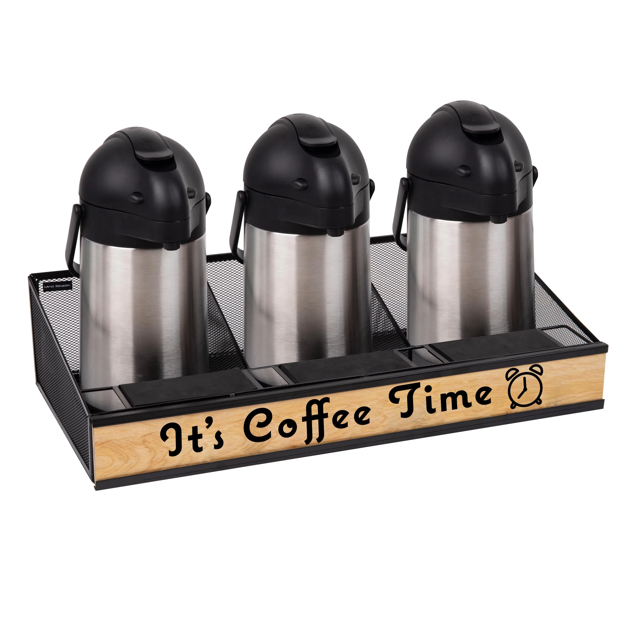 Mind Reader Airpot Serving Station, Coffee Bar Accessories, Countertop Organizer, Wire Mesh, 24" L x 12" W x 6" H, Black