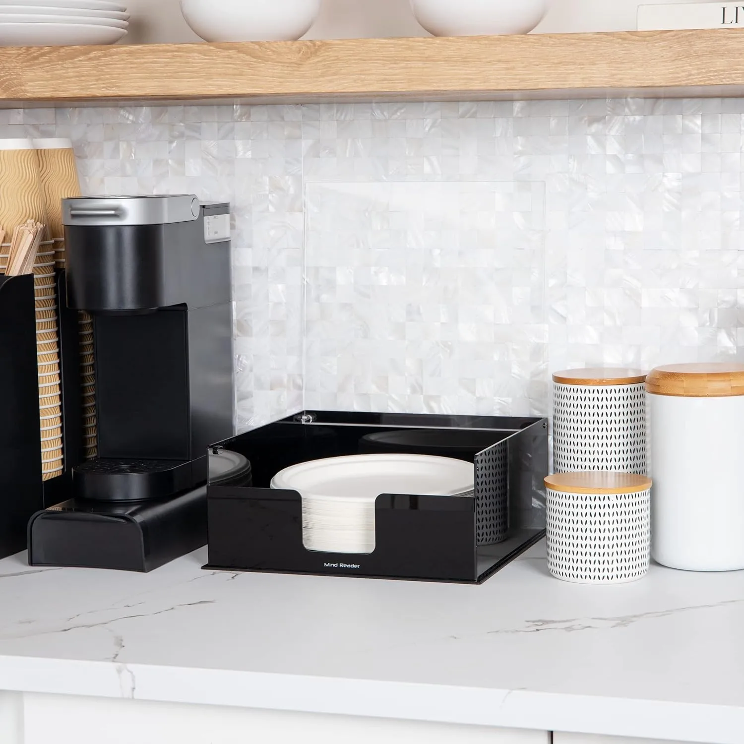 MIND READER Countertop Utensil, Napkin & Plate Organizer