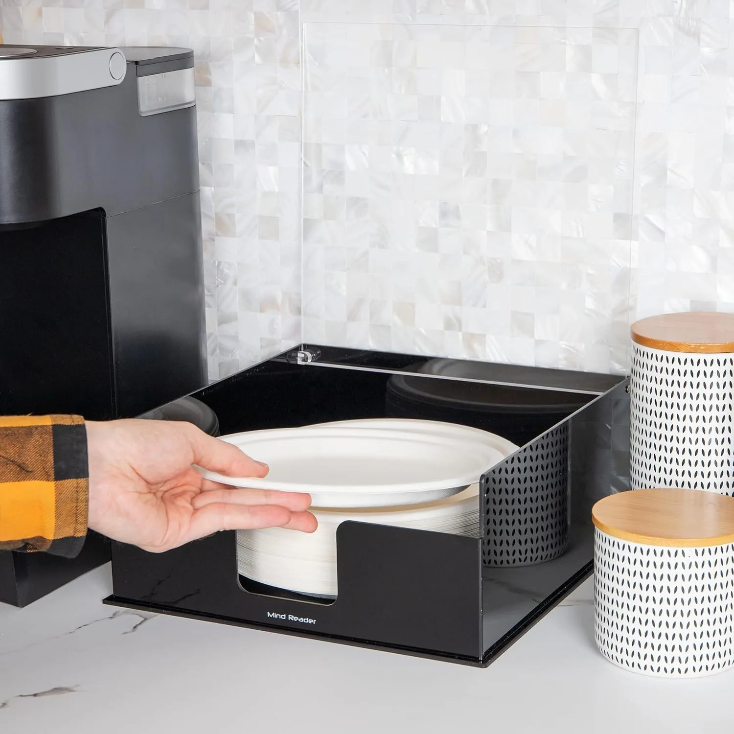 MIND READER Countertop Utensil, Napkin & Plate Organizer