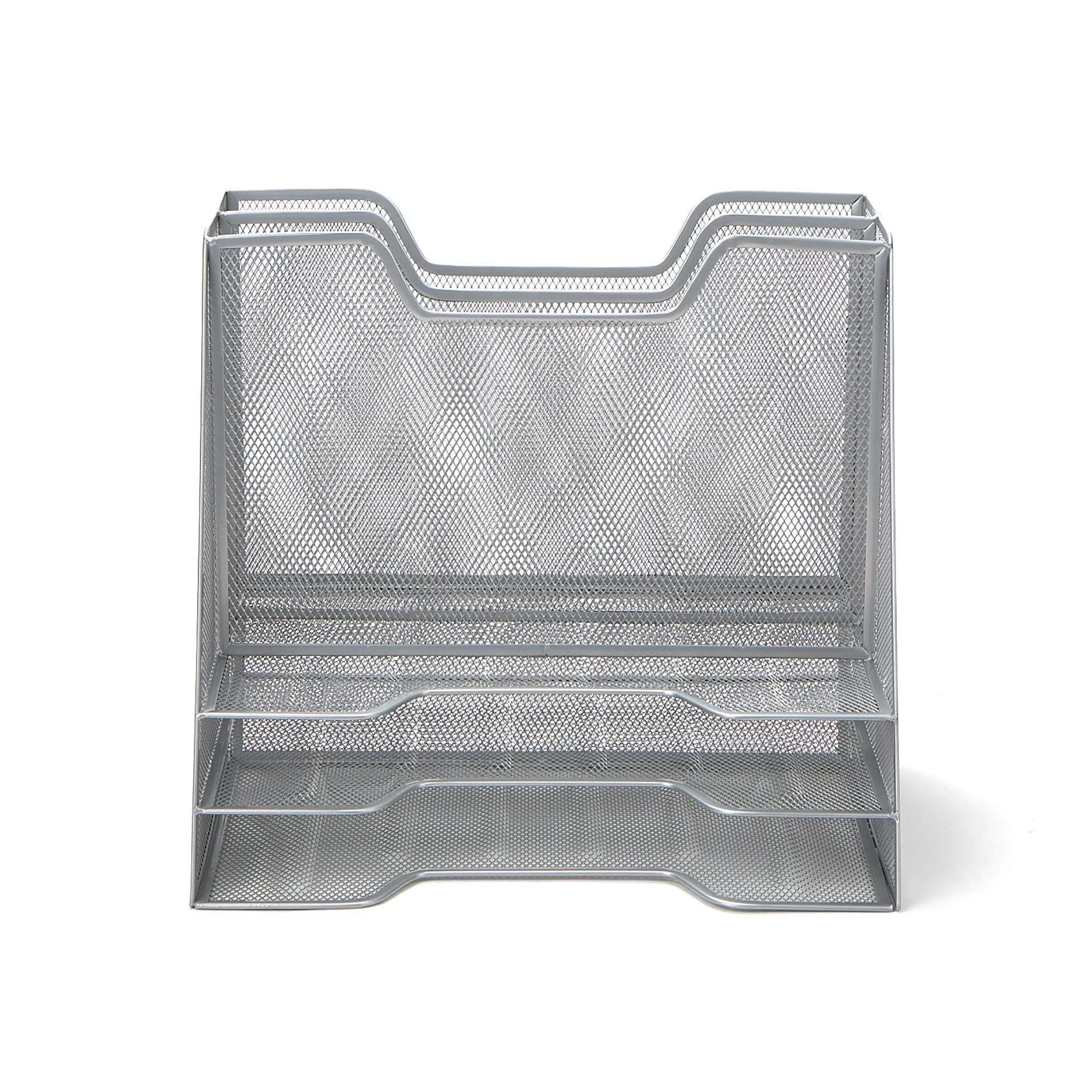 Mind Reader Desktop Organizer, Vertical File Holder, Paper Trays, Metal Mesh