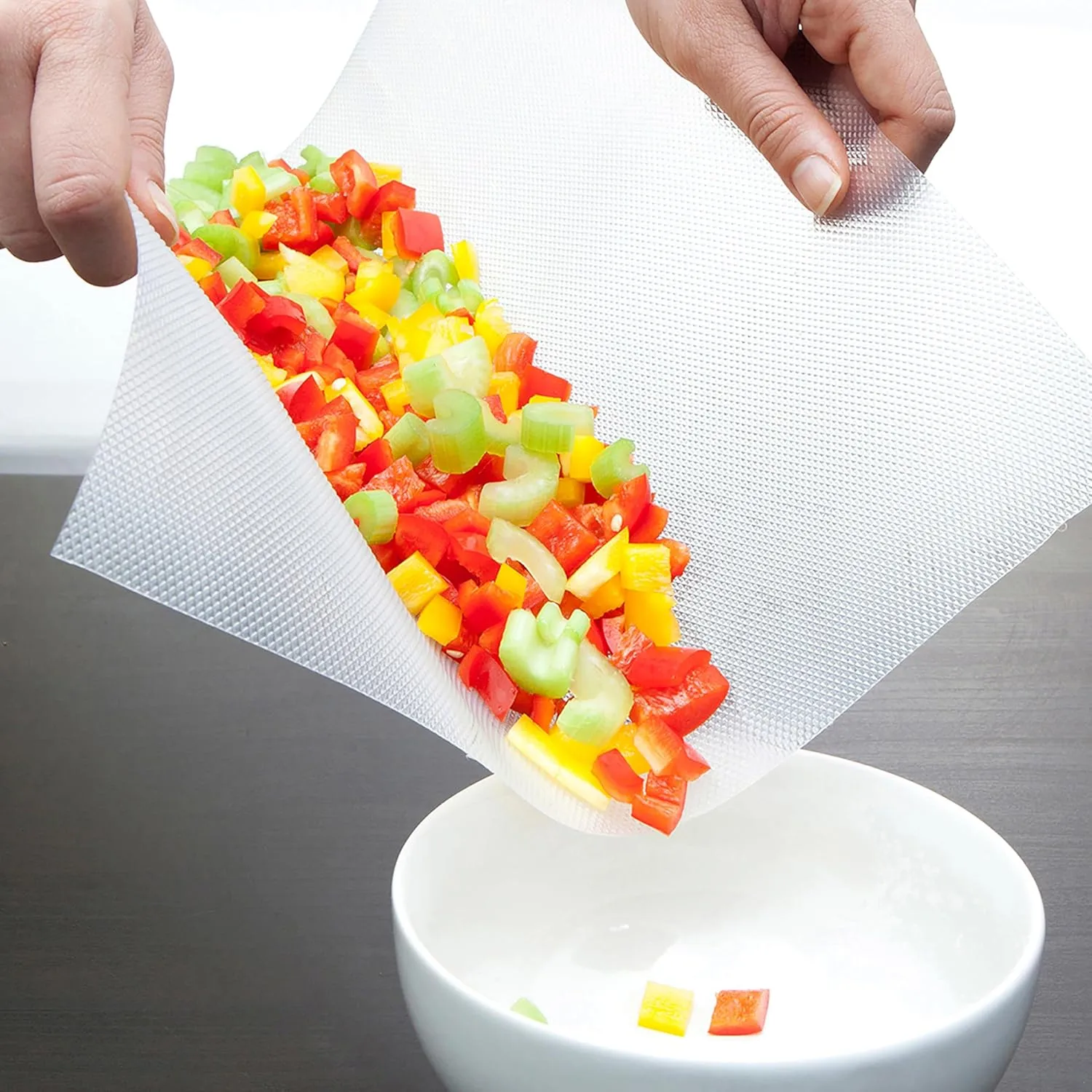 Mind Reader E-Z Board Disposable Plastic Cutting Board, Flexible, 20 sf, Camping, 13.75"L x 3.125"W x 3.75"H, 5 Pack, Clear