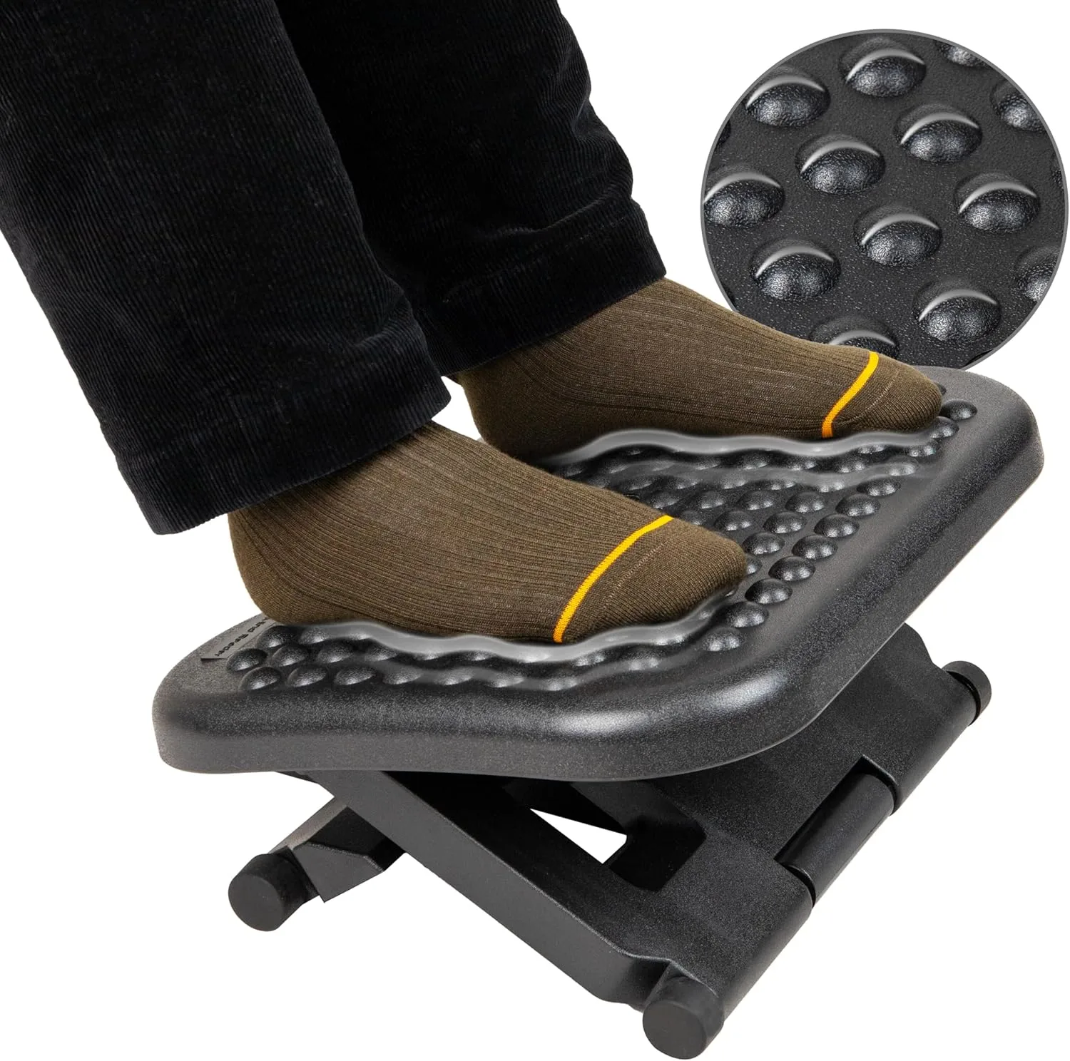 Mind Reader Foot Rest, Under Desk at Work, Ergonomic, Height Adjustable, Office, Plastic, 17" L x 13" W x 6.25" H, Set of 2