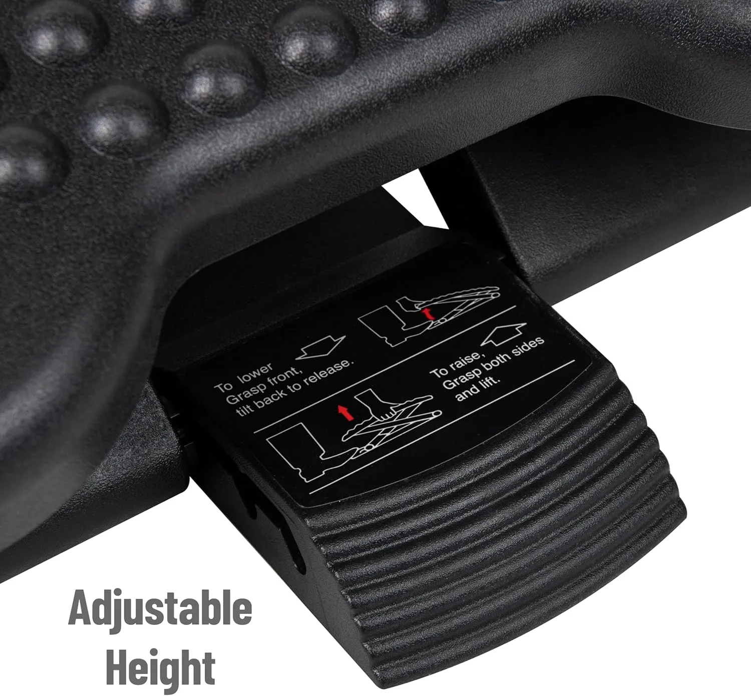 Mind Reader Foot Rest, Under Desk at Work, Ergonomic, Height Adjustable, Office, Plastic, 17" L x 13" W x 6.25" H, Set of 2