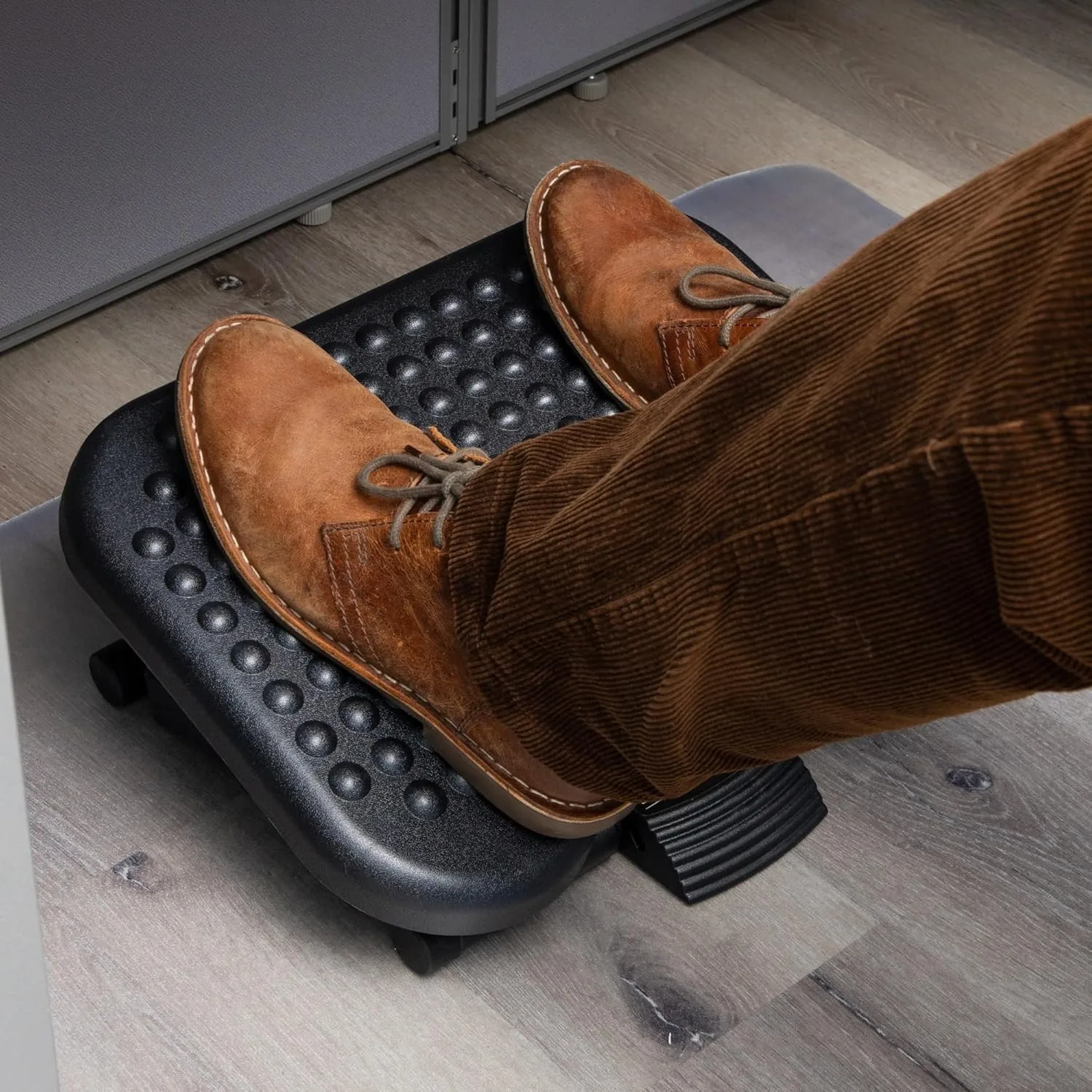 Mind Reader Foot Rest, Under Desk at Work, Ergonomic, Height Adjustable, Office, Plastic, 17" L x 13" W x 6.25" H, Set of 2