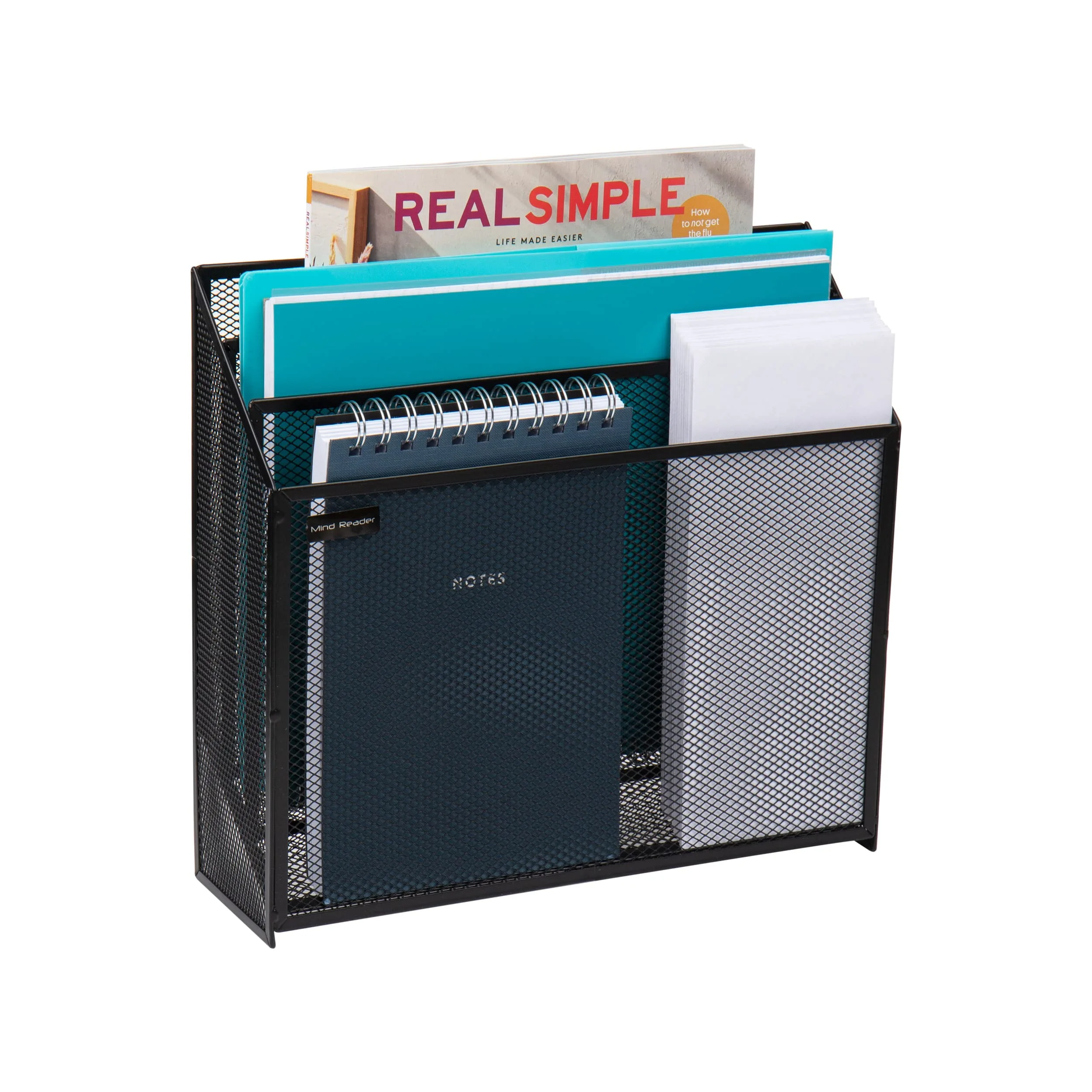 Mind Reader Vertical File Storage, Desktop Organizer, Workspace, Office, Metal Mesh, 12.5" L x 3.75" W x 11.5" H