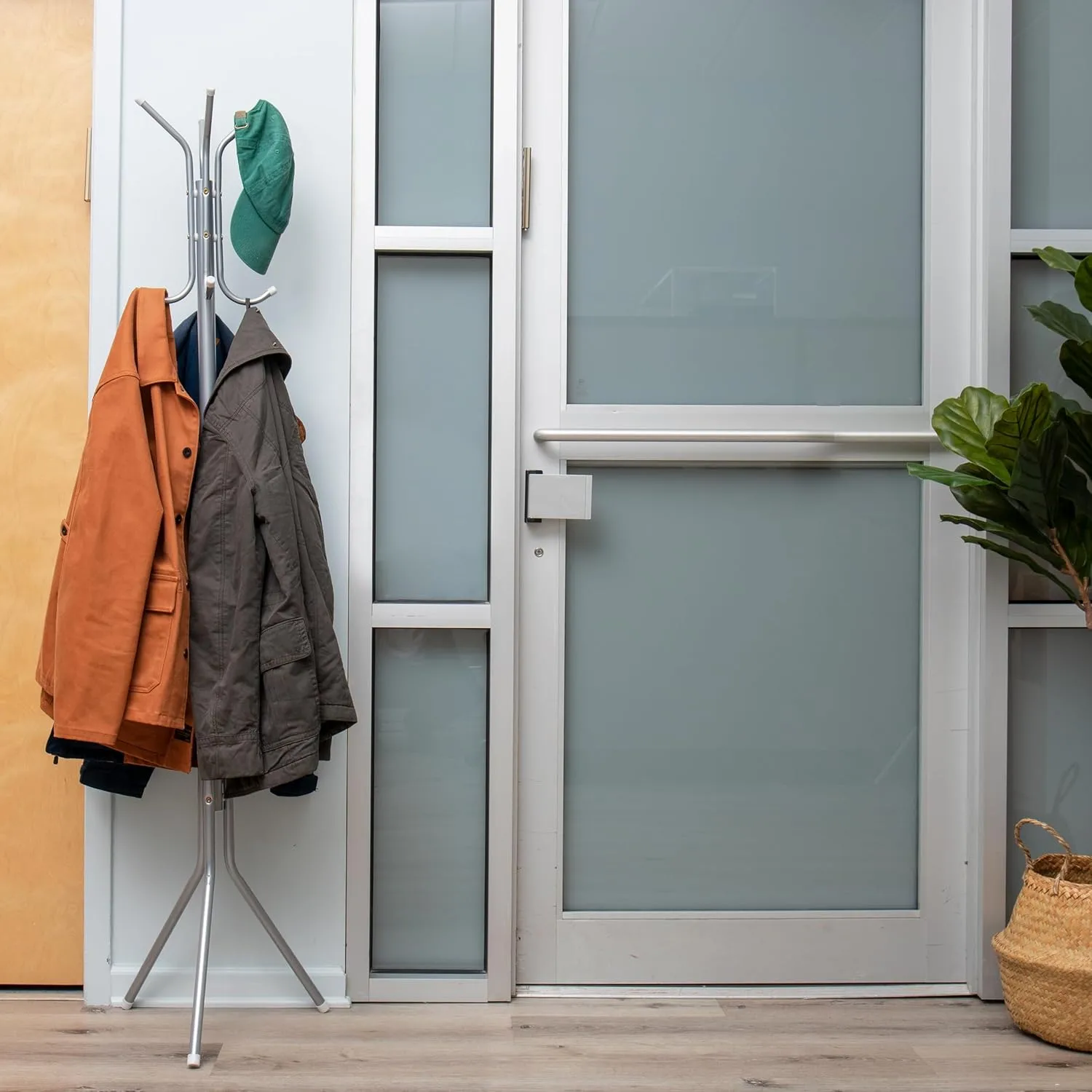 Mind Reader Coat Rack Multi-Hook Organizer for Office or Entryway, 69inH x 16-1/2inW x 14-3/4inL, Silver