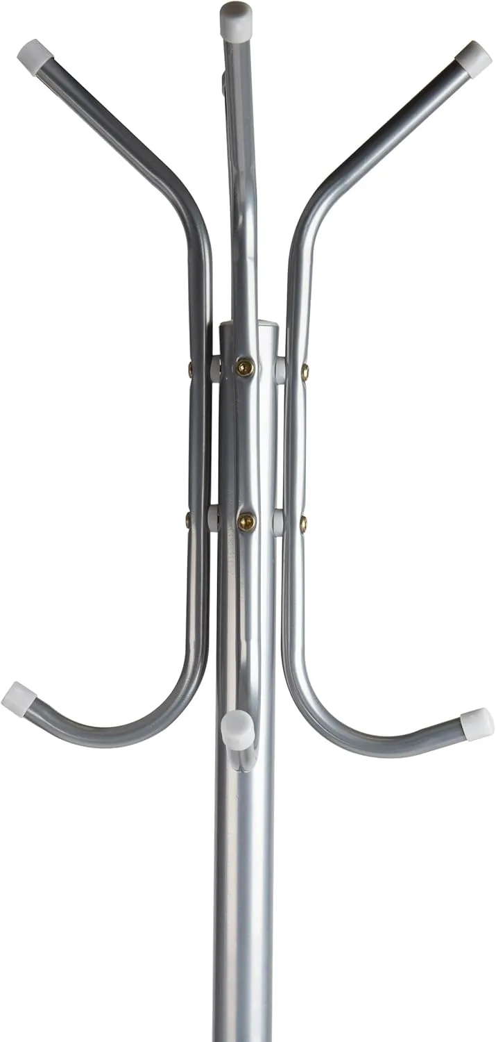 Mind Reader Coat Rack Multi-Hook Organizer for Office or Entryway, 69inH x 16-1/2inW x 14-3/4inL, Silver