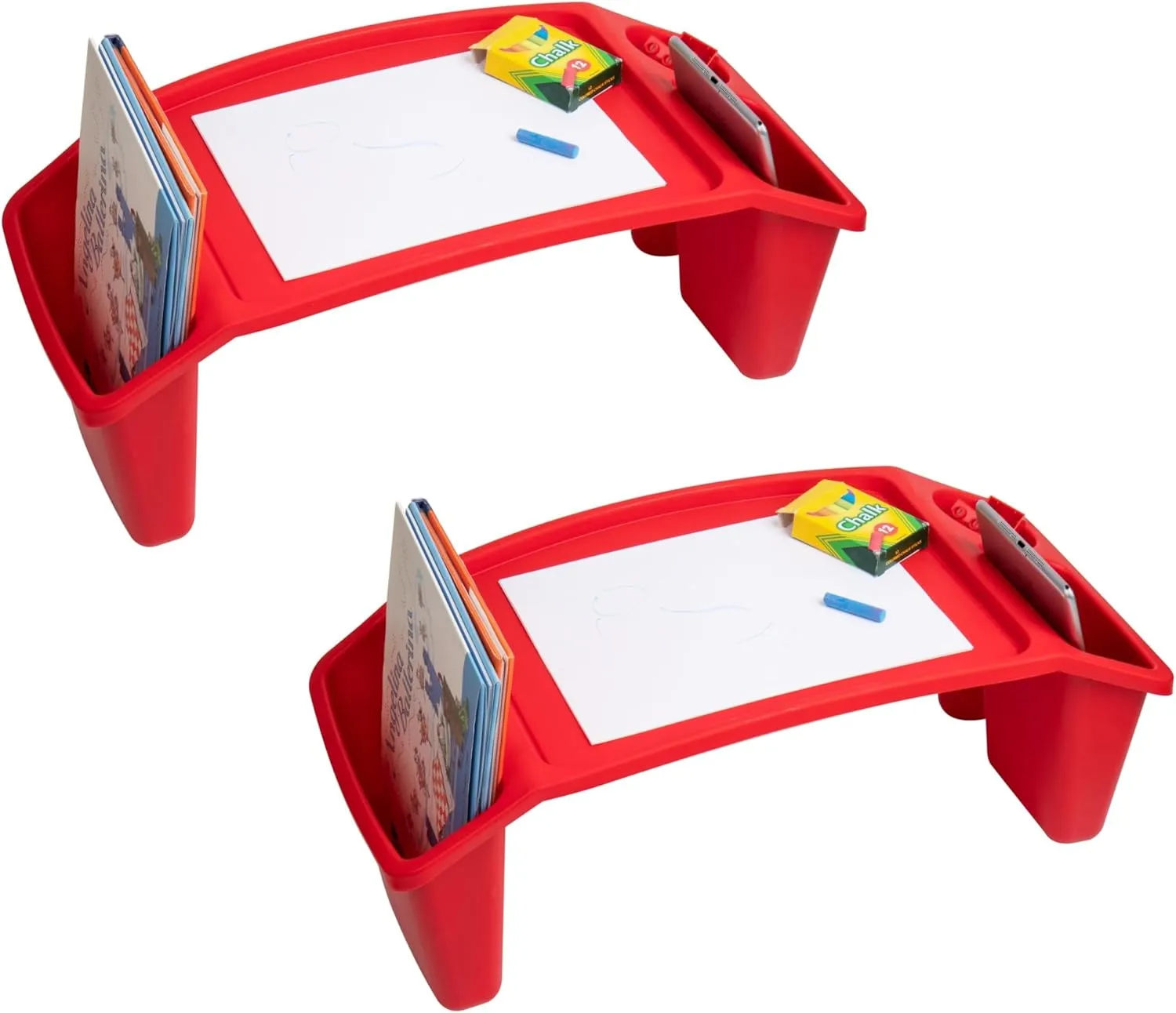 Mind Reader Kids Lap Desk, Portable Activity Tray with Side Storage, Stackable Plastic