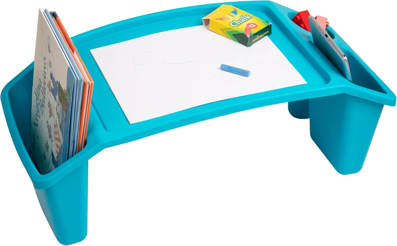 Mind Reader Kids Lap Desk, Portable Activity Tray with Side Storage, Stackable Plastic