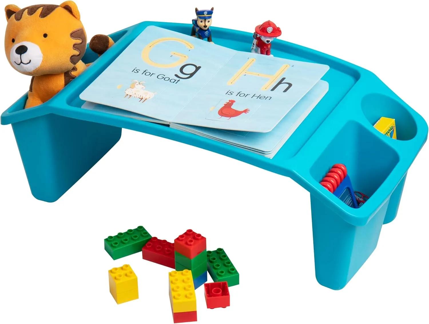 Mind Reader Kids Lap Desk, Portable Activity Tray with Side Storage, Stackable Plastic