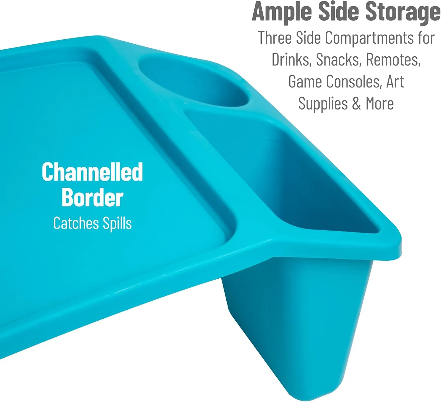 Mind Reader Kids Lap Desk, Portable Activity Tray with Side Storage, Stackable Plastic