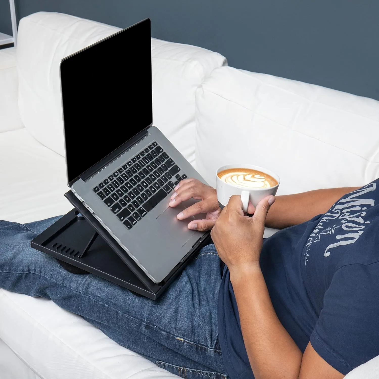 Mind Reader Lap Desk Laptop Stand, Bed Tray, Collapsible, Cushion, Portable, Dorm, Plastic, 14.75"L x 11"W x 7.3"H