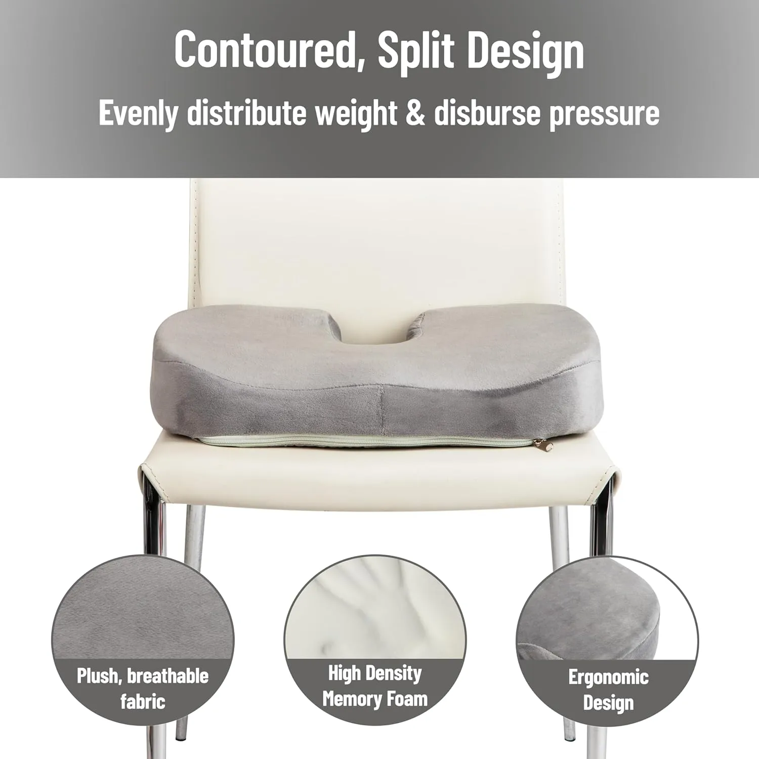 Mind Reader Memory Foam Seat Cushion with Air-Cloud Technology, Ergonomic Pressure Relief for Office Chair, Car