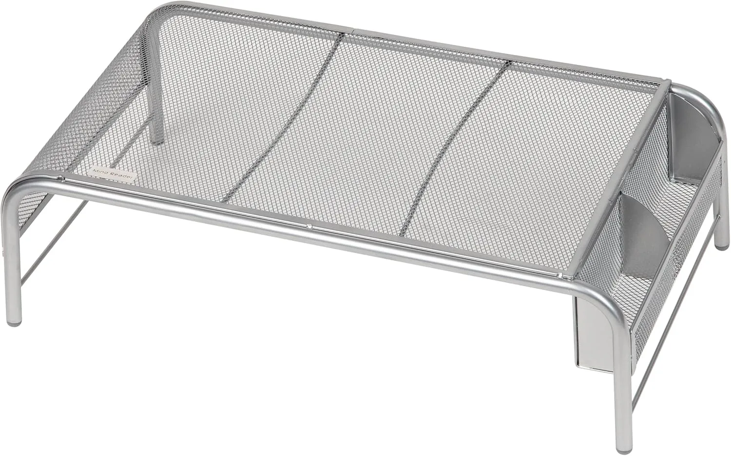 Mind Reader Monitor Stand, Ventilated Laptop Riser, Desktop Organizer, Side Storage, Metal Mesh, 20"L x 11.5"W x 5.5"H