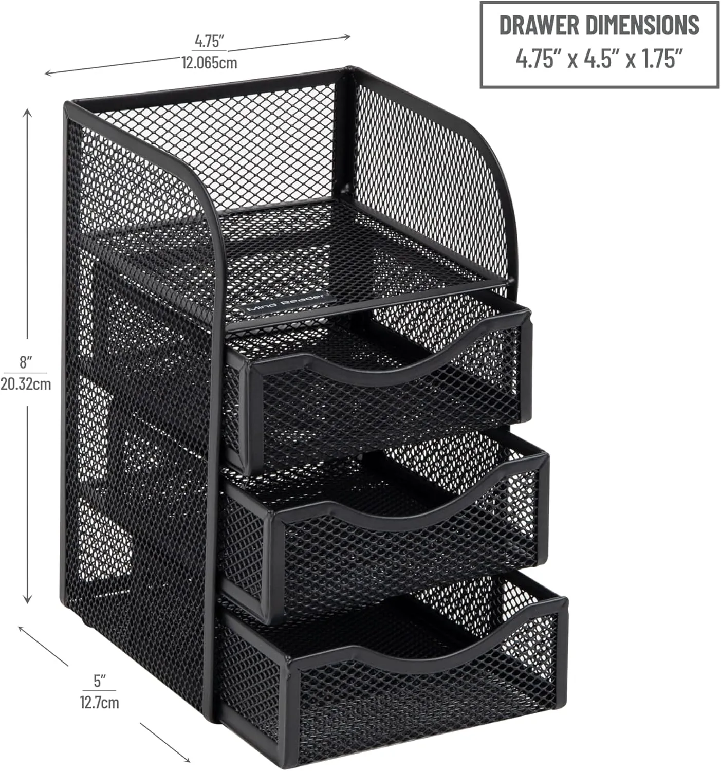 Mind Reader Desktop Accessory Storage, Paper Binder Clip Basket, Workspace, Office, Metal Mesh, 4.75"L x 5"W x 8"H, Black