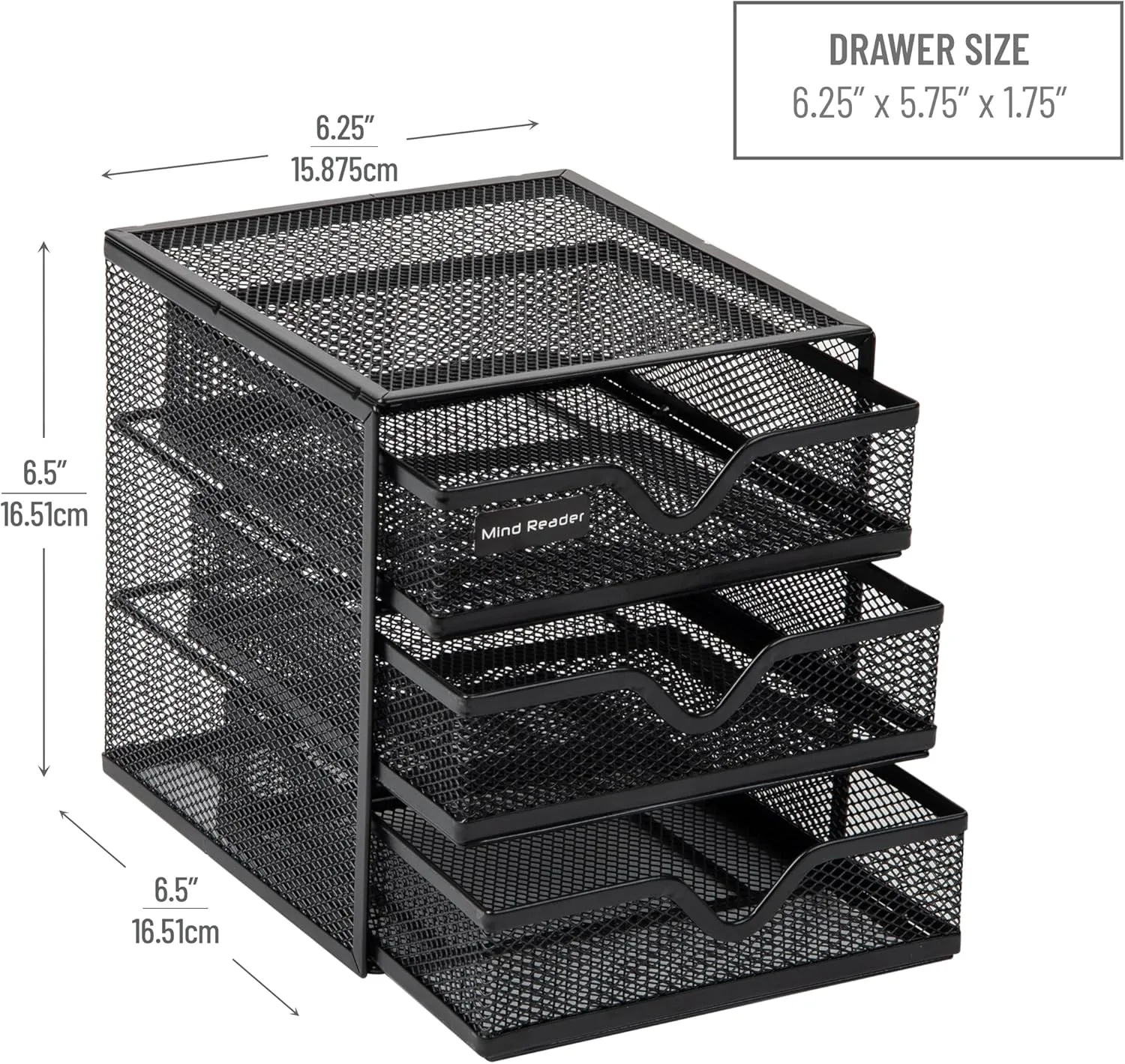 Mind Reader Desktop Accessory Storage, Desk Supplies, Organizer, Office, Metal Mesh, 6.25" L x 6.5" W x 6.5" H