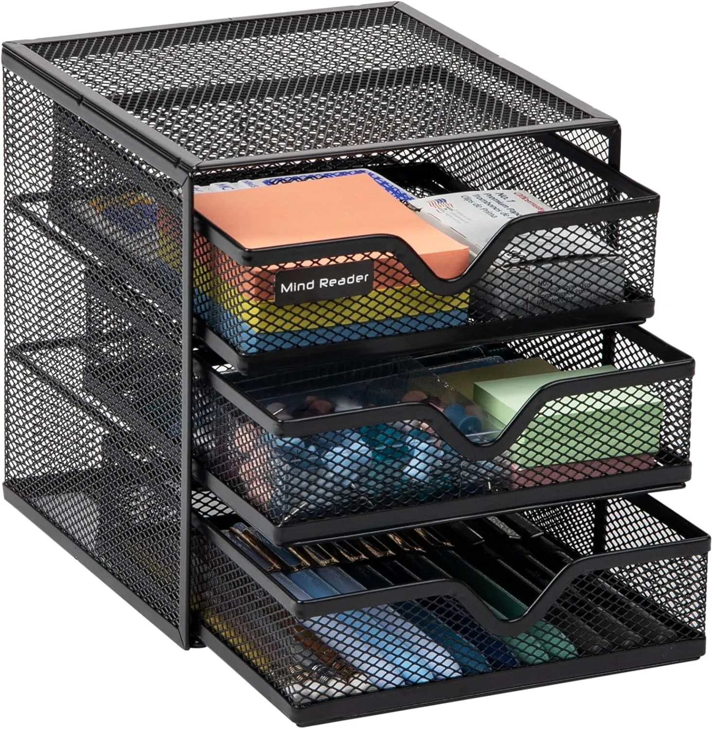 Mind Reader Desktop Accessory Storage, Desk Supplies, Organizer, Office, Metal Mesh, 6.25" L x 6.5" W x 6.5" H