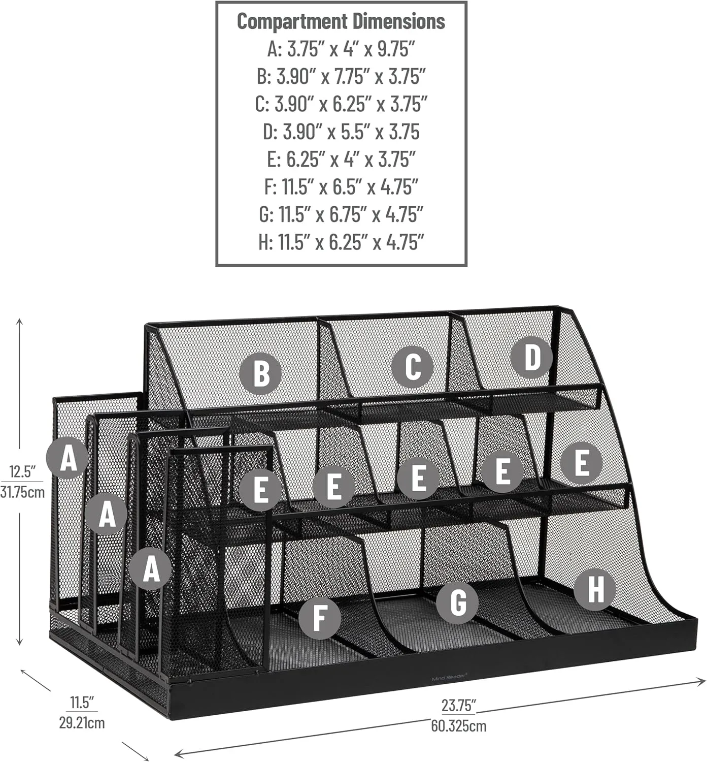 MIND READER 3-Tier 14-Compartment Countertop Organizer