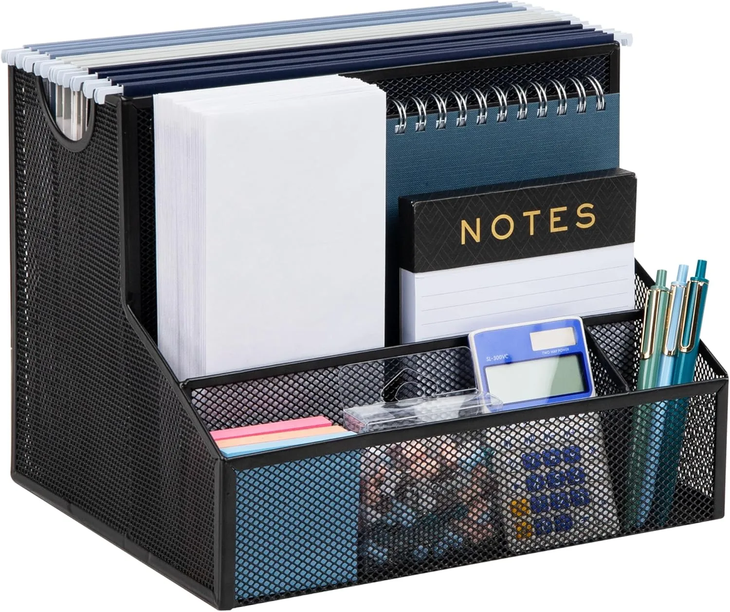 Mind Reader Desktop Organizer, Vertical File Storage, Letter Size, Office, Metal Mesh, 12.15" L x 9.5" W x 9.5" H, Black