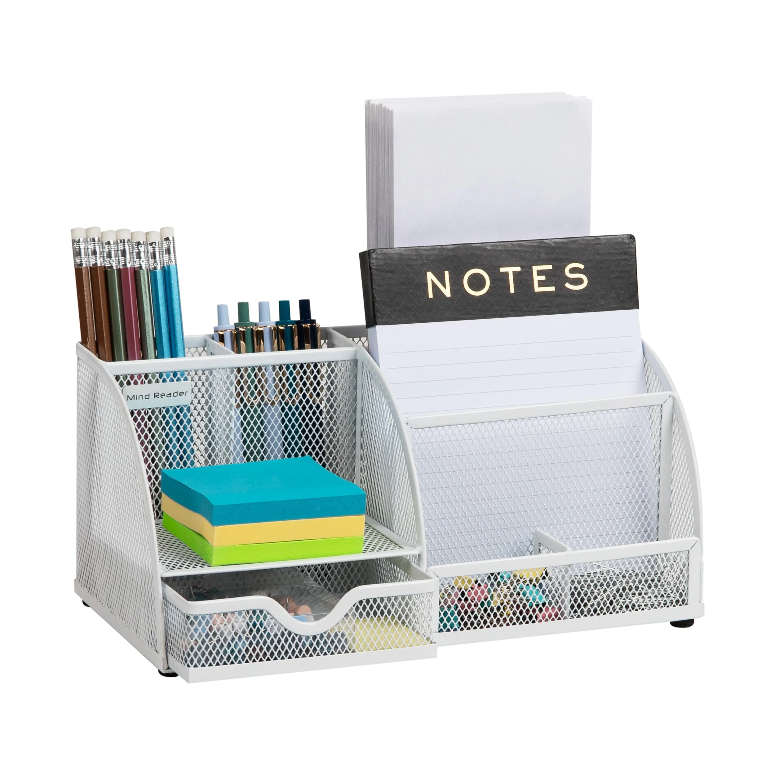 Mind Reader Desktop Organizer, Metal Mesh 7-Compartment