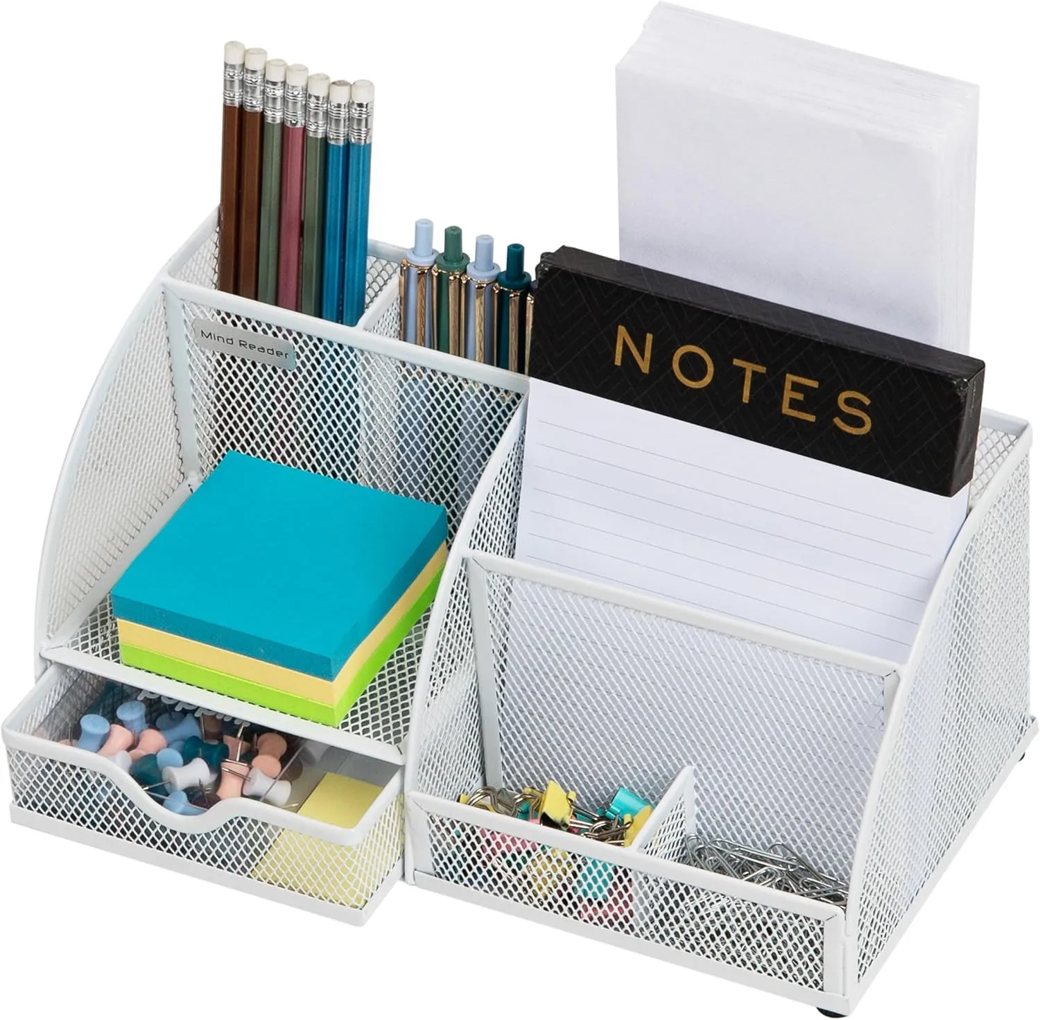 Mind Reader Desktop Organizer, Metal Mesh 7-Compartment